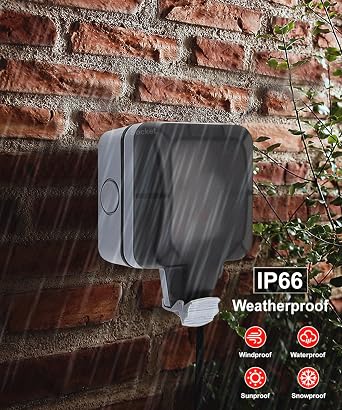 Waterproof Outdoor 13A Storm Switched Single Socket IP66 Outside Use