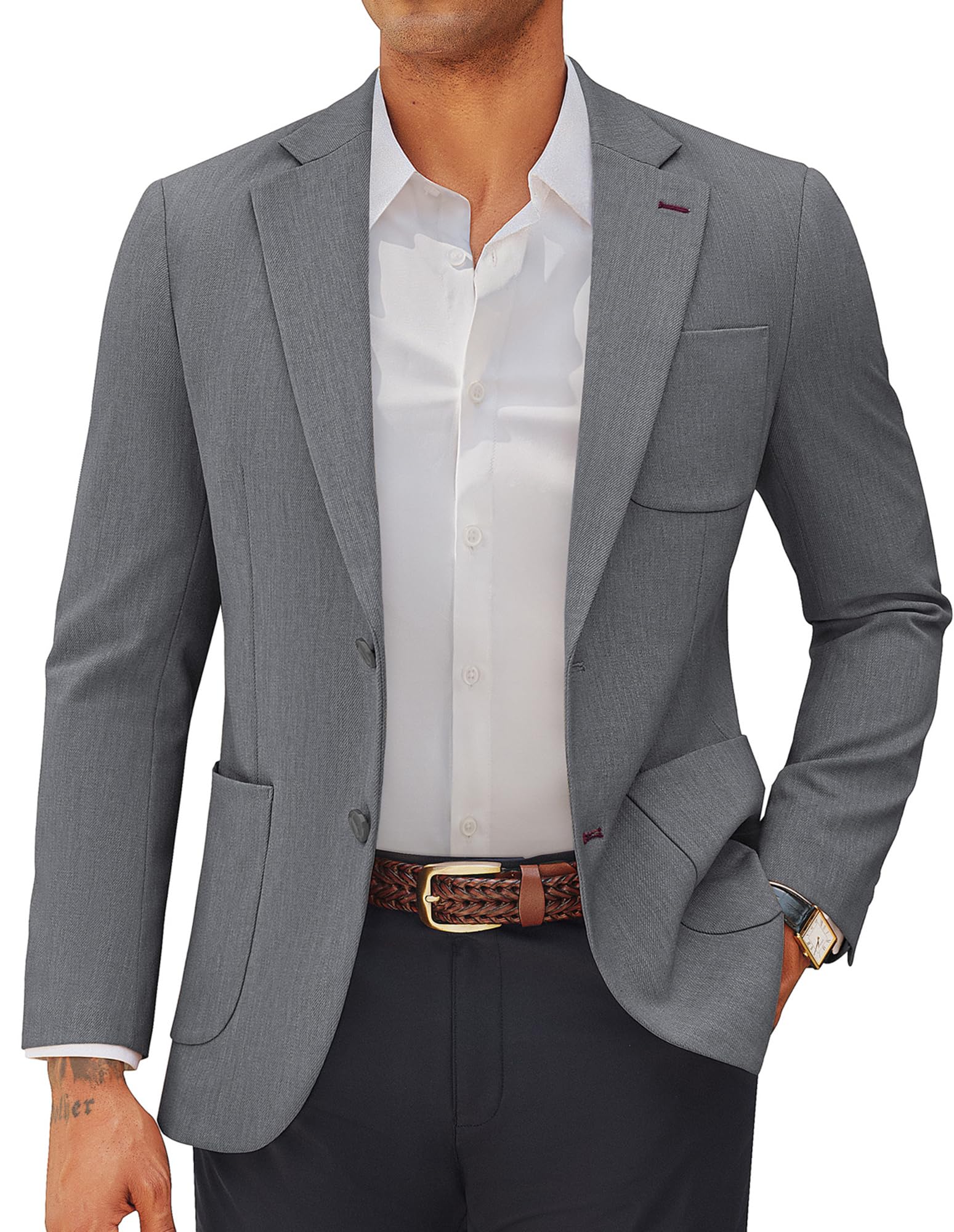 PaulJones Heren Suits Blazer Fluwelen Kerst Blazer Twee Knopen Pak Tuxedo Jacket, Kerstmis Rood, S