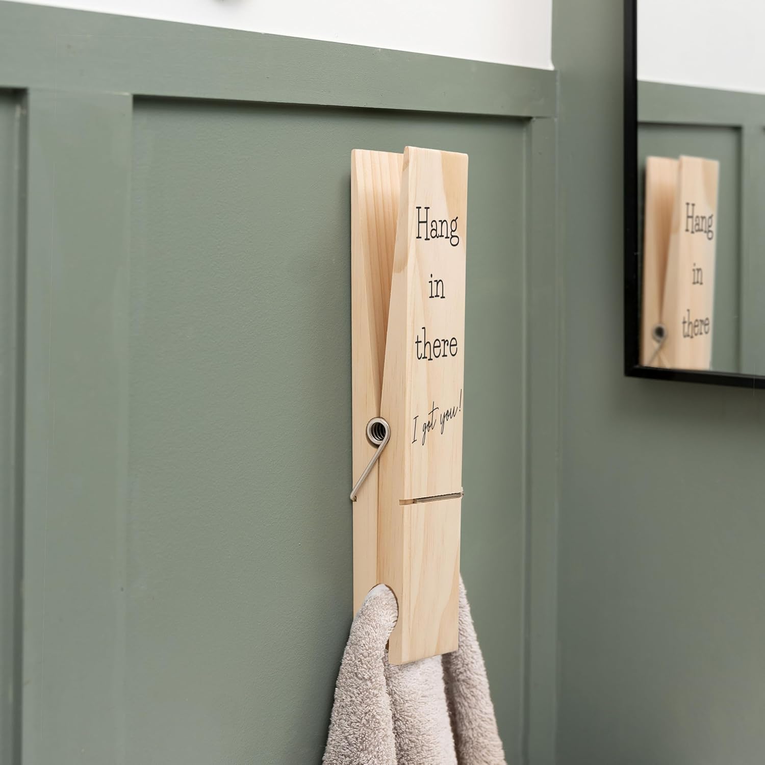 Custom Design Jumbo Giant Clothespin Towel Holder, Rustic Farmhouse Wall Decor, 12" Large Clothespin for Bathroom & Laundry Room Accessories