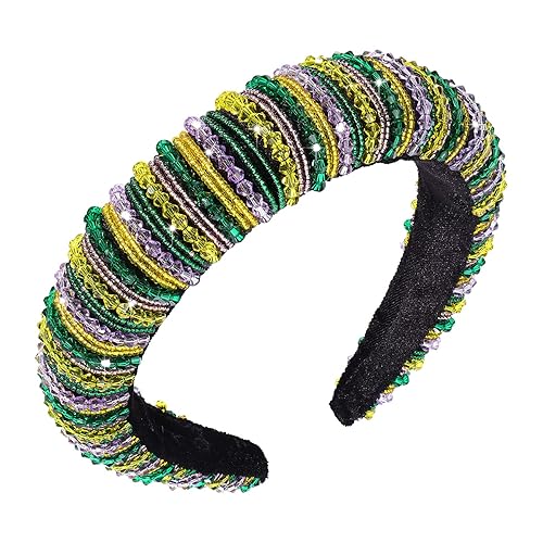 vokone Diadema de Mardi Gras con cuentas de cristal bisewelled con diadema acolchada para disfraz de Mardi Gras accesorio para el cabello