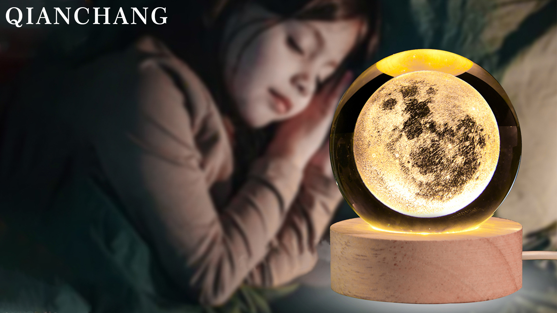 Amazon.com: 3D Moon Crystal Ball with LED Stand, Moon Figurine