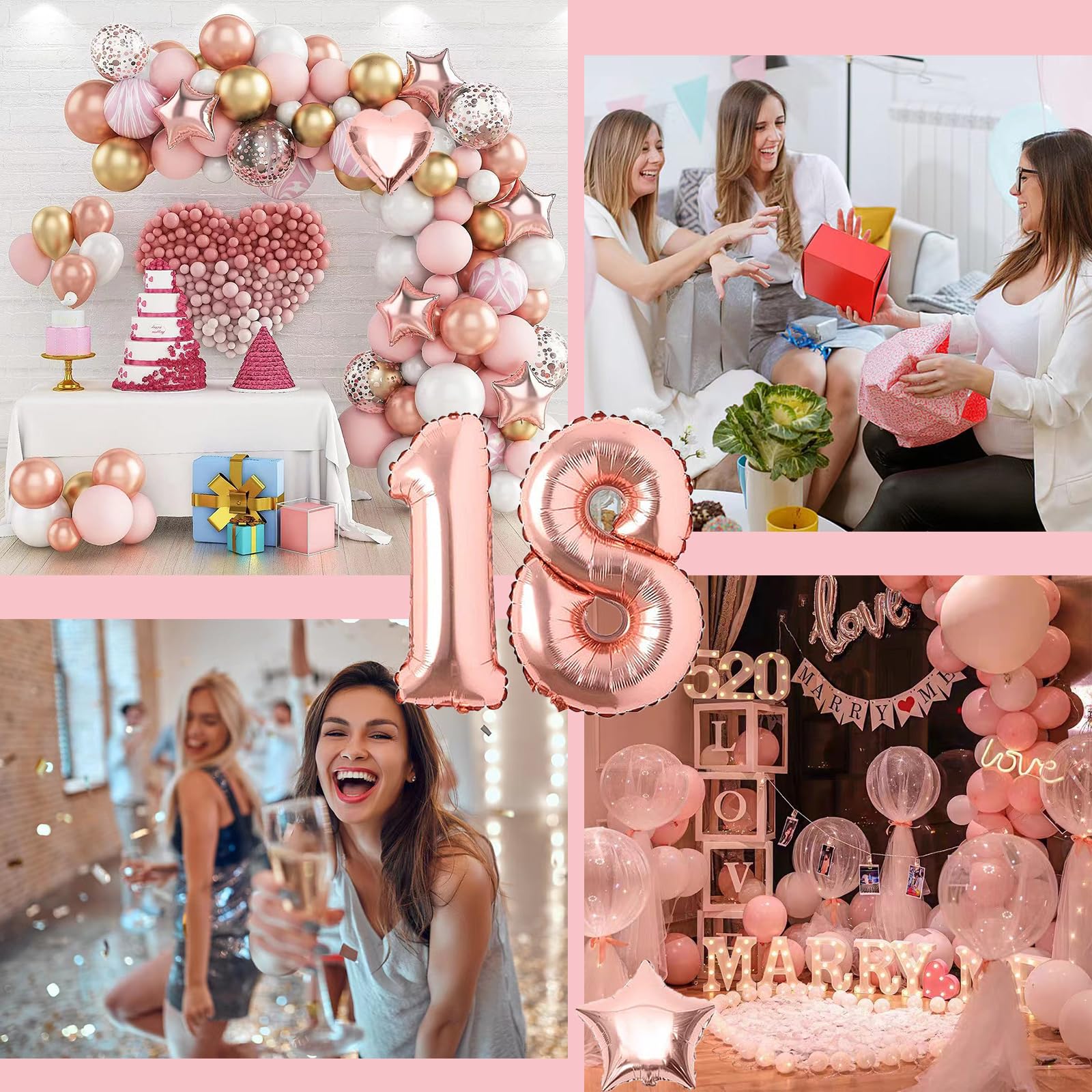 Palloncini Oro Rosa 18 Compleanno Ragazza, Decorazioni 18 Oro Rosa, Festa