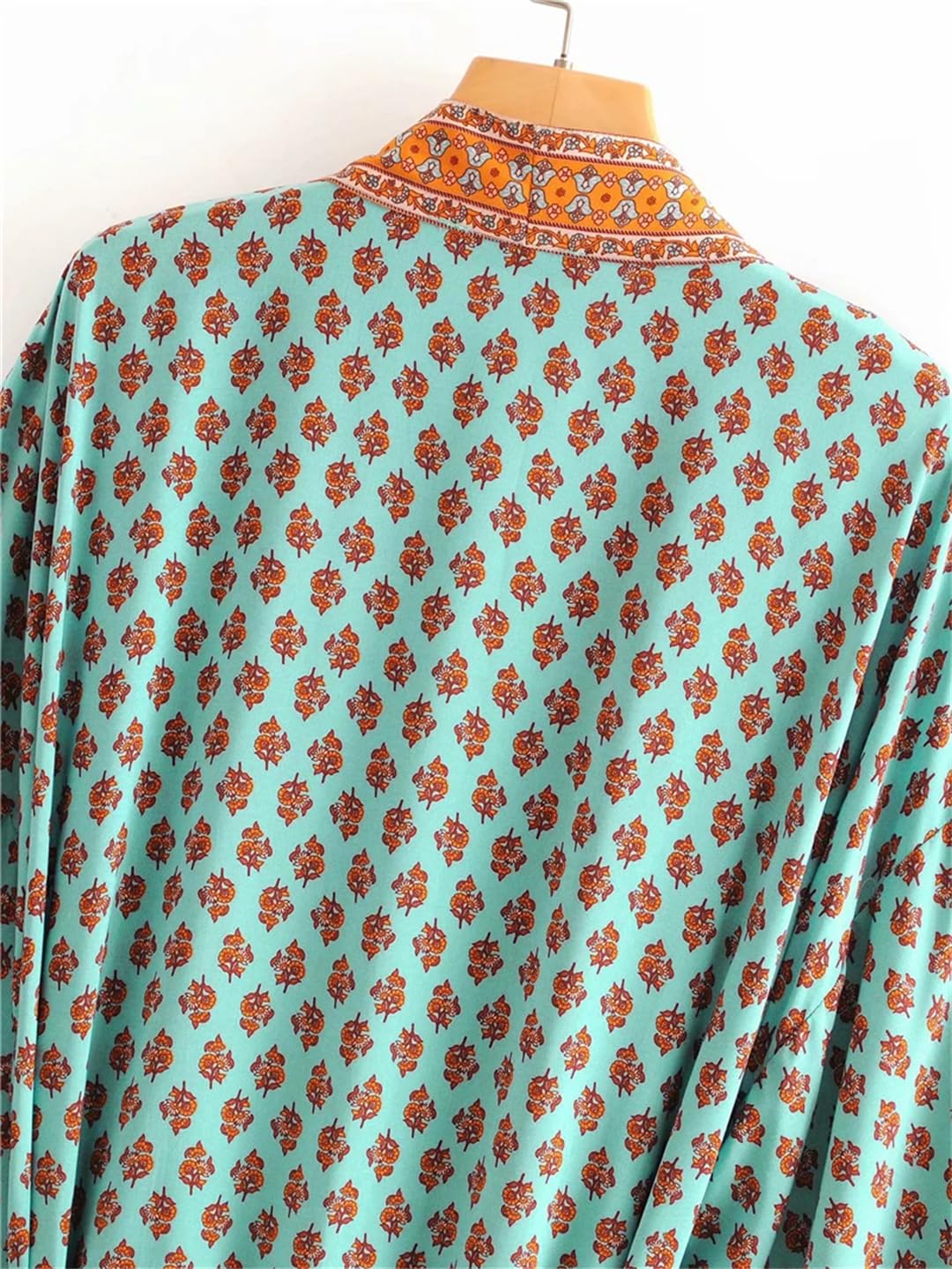 Disimlarl Kimono estampado para mujer, estilo bohemio, cuello en V, mangas murciélago, bata larga para playa, salida de baño