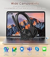Vista 4 de (Versión mejorada) Auriculares inalámbricos, auriculares Bluetooth con micrófono con cancelación de ruido, los mejores auriculares con micrófono
