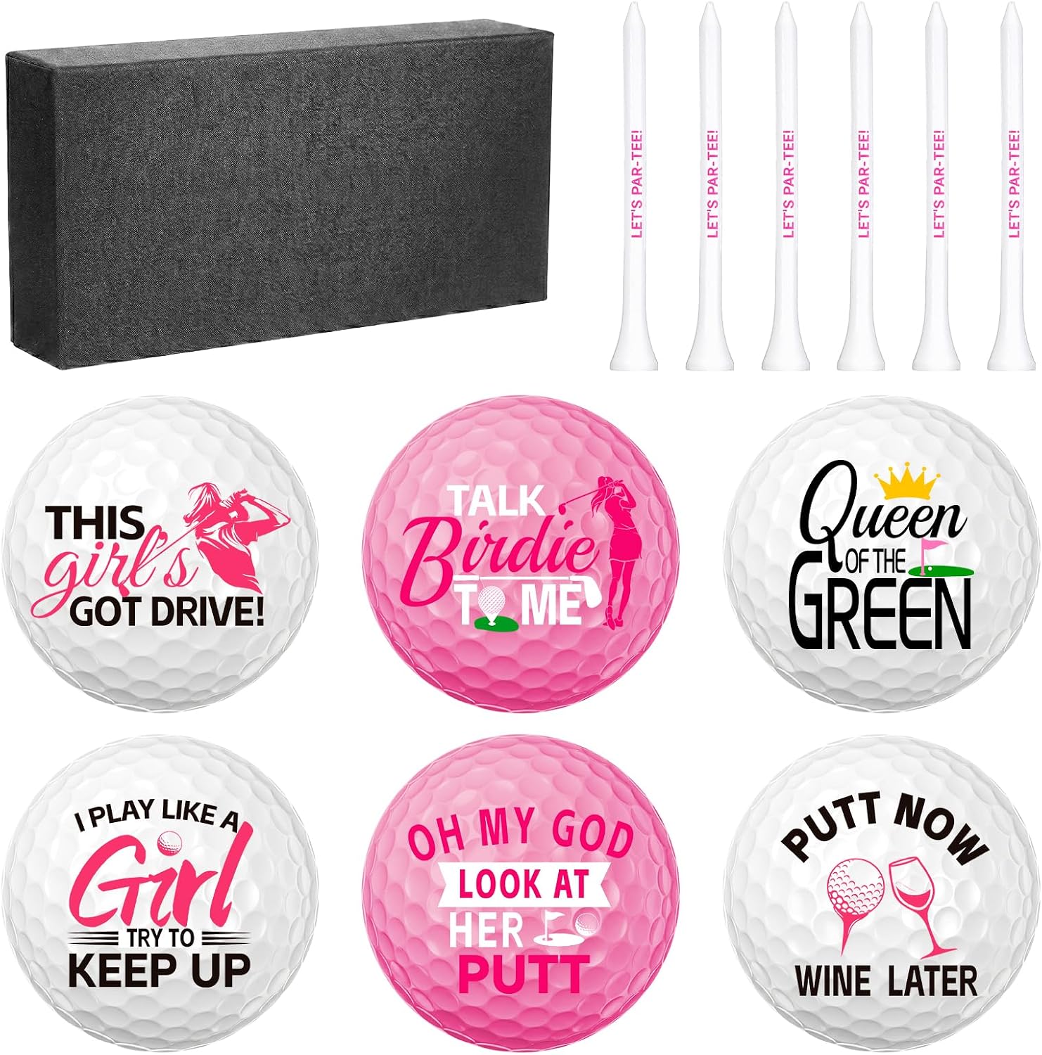13 Pcs Pink Funny Golf Balls for Women, Golf Gifts For Women, Fun Golfing Balls With Tees And Gift Box, Birthday Funny Retirement Gifts for Men, Novelty Golfing Ball Coworker Employee Golfer Lovers