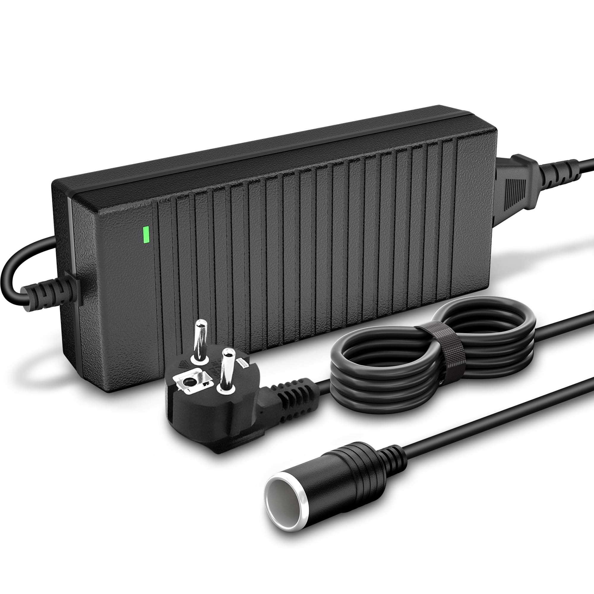 Spannungswandler 230V auf 12V, 120W/10A/2.65M KFZ Netzadapter mit Zigarettenzünder auf Steckdose, Adapter für Kühlbox Reifenfüller, Autostaubsauger und andere Autogeräte C10