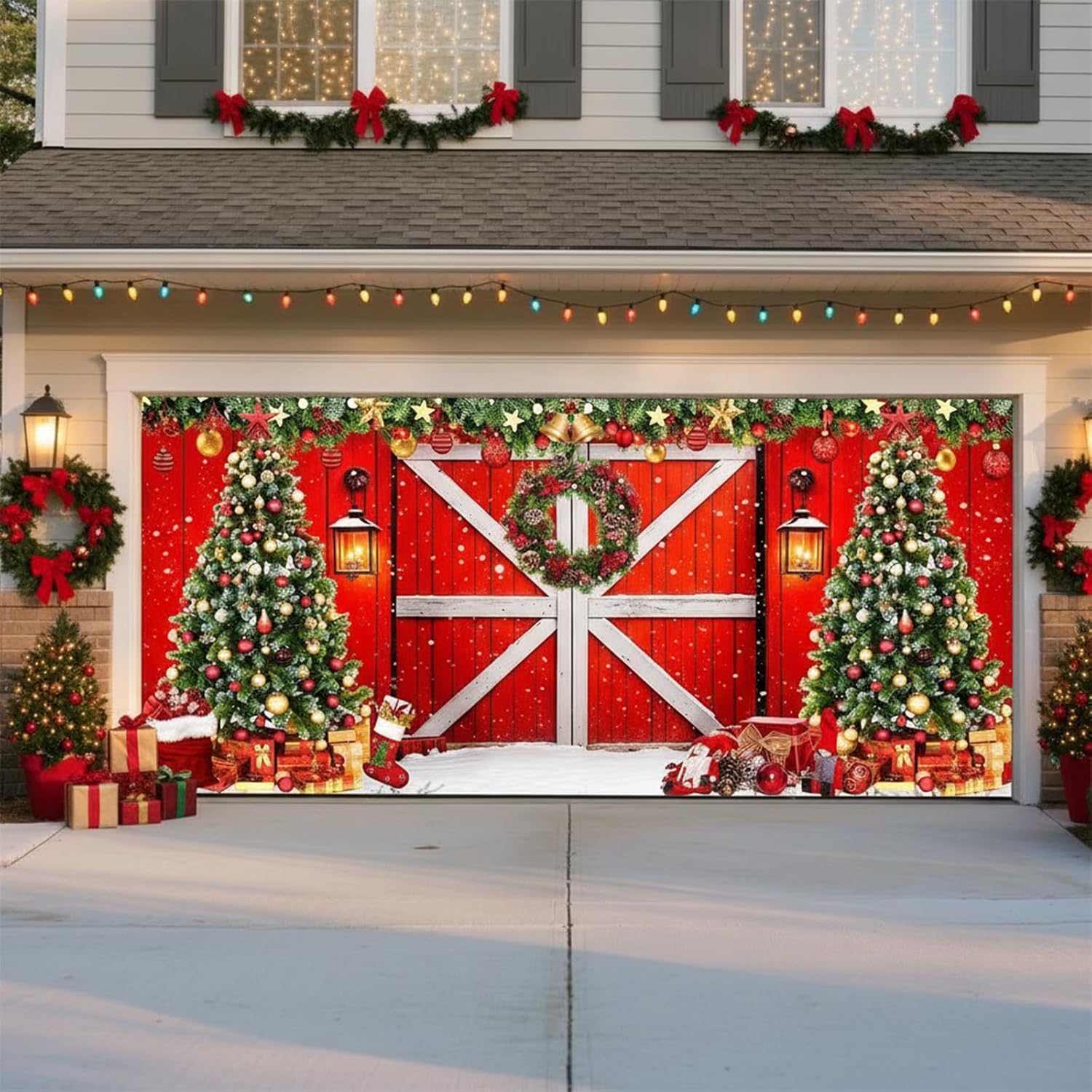 Amazon.co.jp: クリスマスガレージドアバナー 大型 素朴なXmas ガレージドアカバー 冬 雪だるま クリスマスツリードアカバー クリスマスホリデー  背景幕 屋内 屋外 壁 ドア ハウス パーティー 装飾 7 x 16フィート : DIY・工具・ガーデン HOMETITUTE クリスマスガレージ  ... 13 x 6フィート クリスマス ガレージドアカバー デコレーション 大型 クリスマス 素朴な納屋のドア クリスマスツリー ギフト
