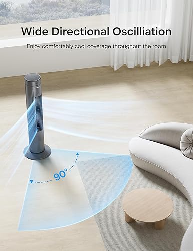Miniatura 2 de PELONIS Ventilador de torre oscilante de 30 pulgadas para dormitorio, ventilador de torre silencioso de 3 velocidades, 37 dB con control remoto y