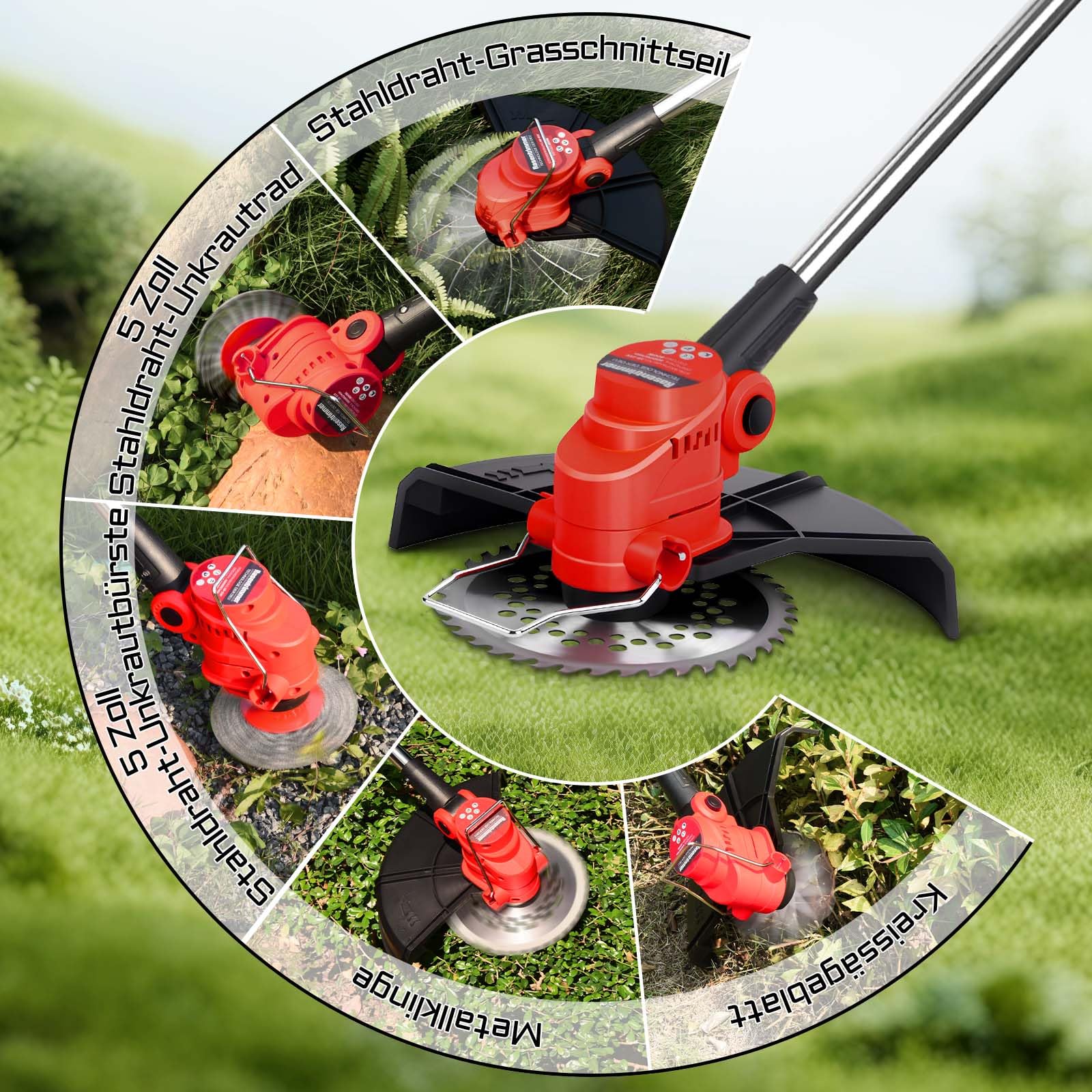 2-IN-1 Gartenfräse Kompatibel Mit Makita Akku 18V, Wohnmobil Elektisch, Bodenhacke & Rasentrimmer Set, Gartenfräse 980W, Bodenhacke Ackerfräse Kultivator, Elektro Hack, Motorhacken (ohne Akku)