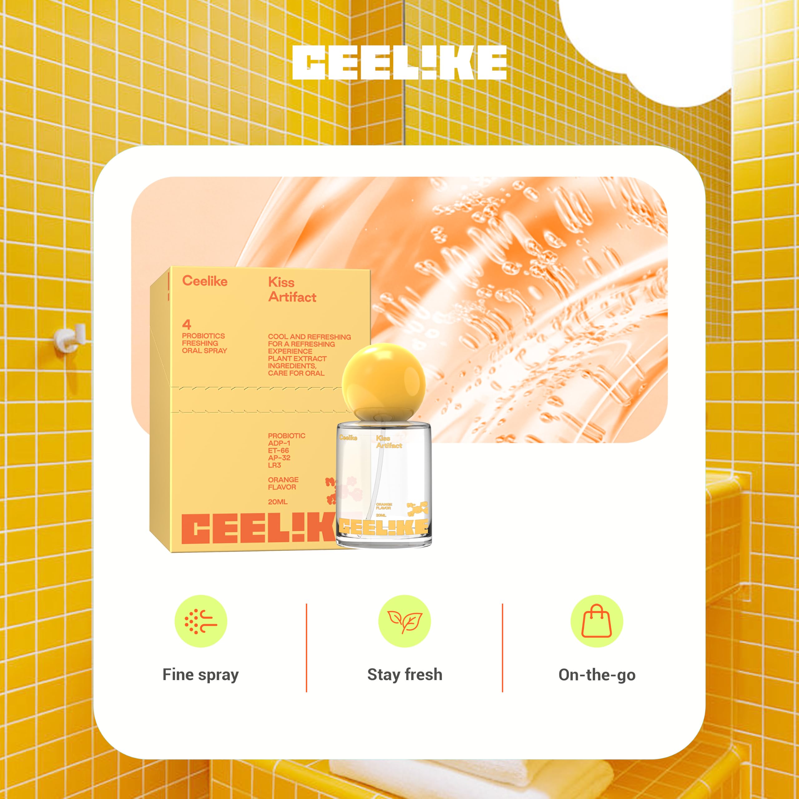 Mundspray – frischer Atem, duales Kühlerlebnis und praktisches Design für unterwegs – perfekt für erfrischenden Atem überall und jederzeit (Orange, 1 Stück)