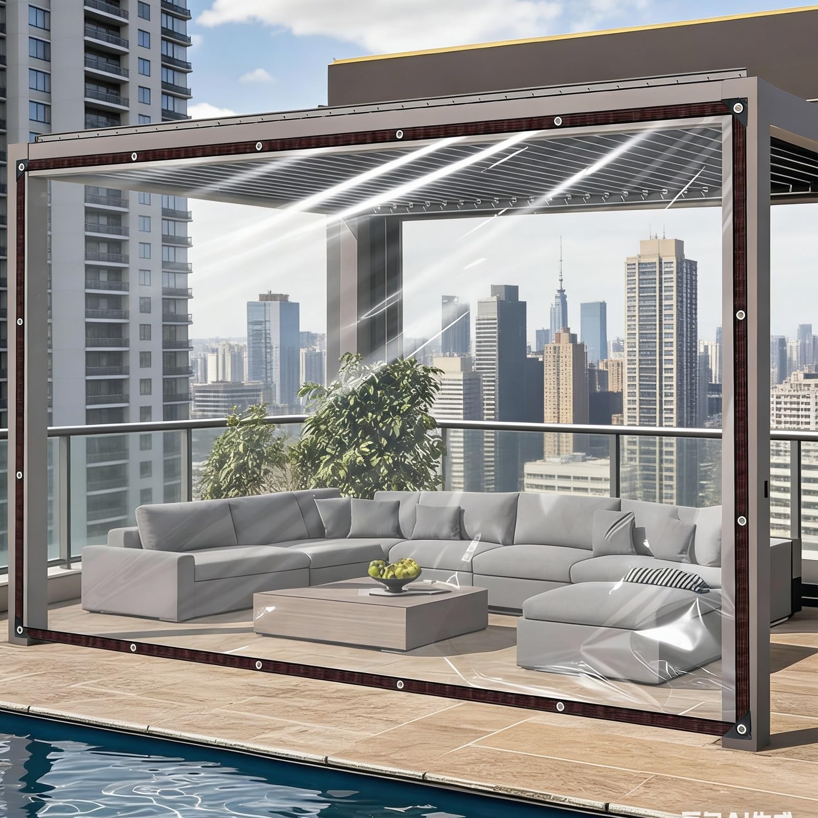 Lona impermeable con proteccion UV y ojales inoxidables para toldo reforzado