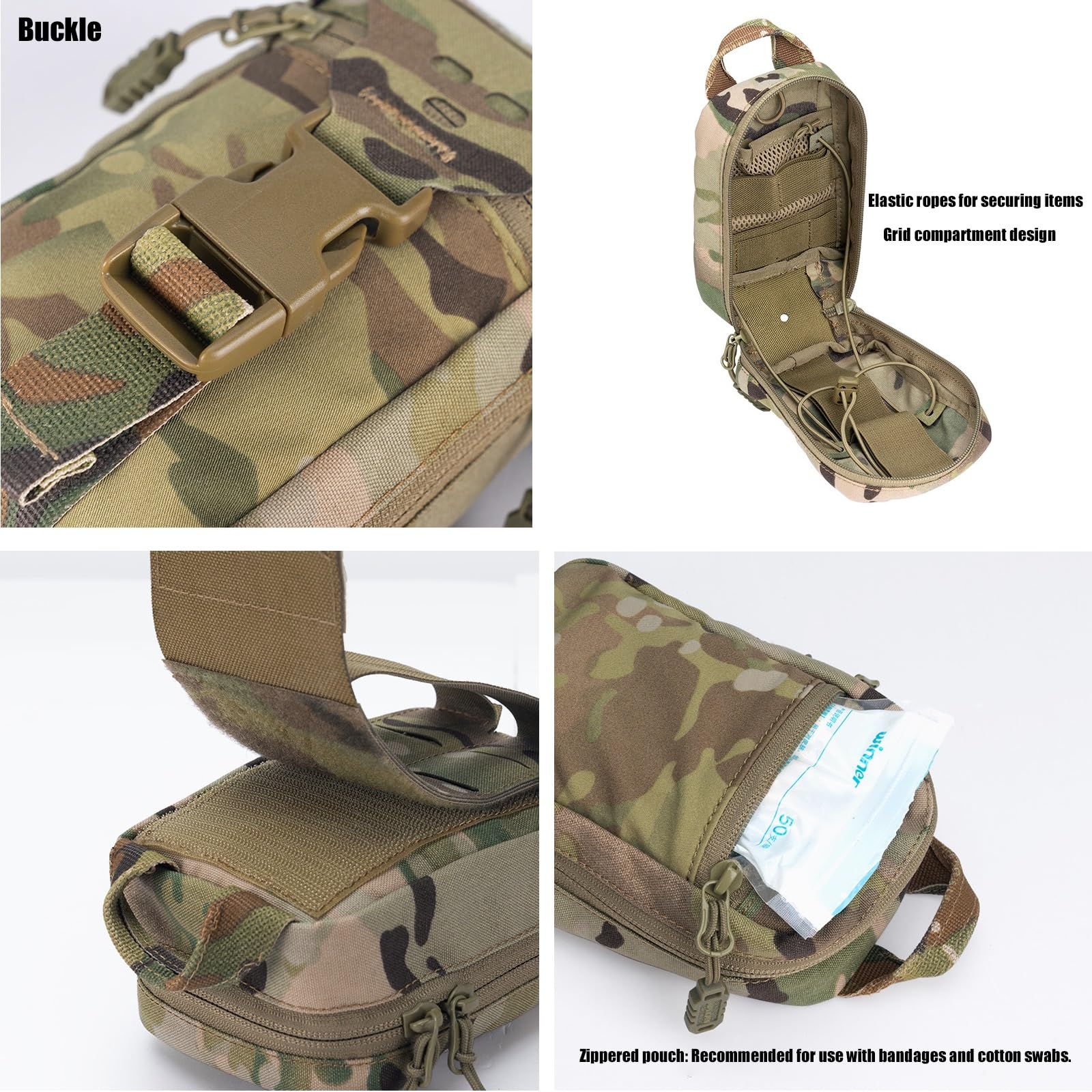 Bolsa Médica Táctica, Bolsa Médica Extraíble con Sistema MOLLE IFAK, Botiquín de Primeros Auxilios para Caza y Camping