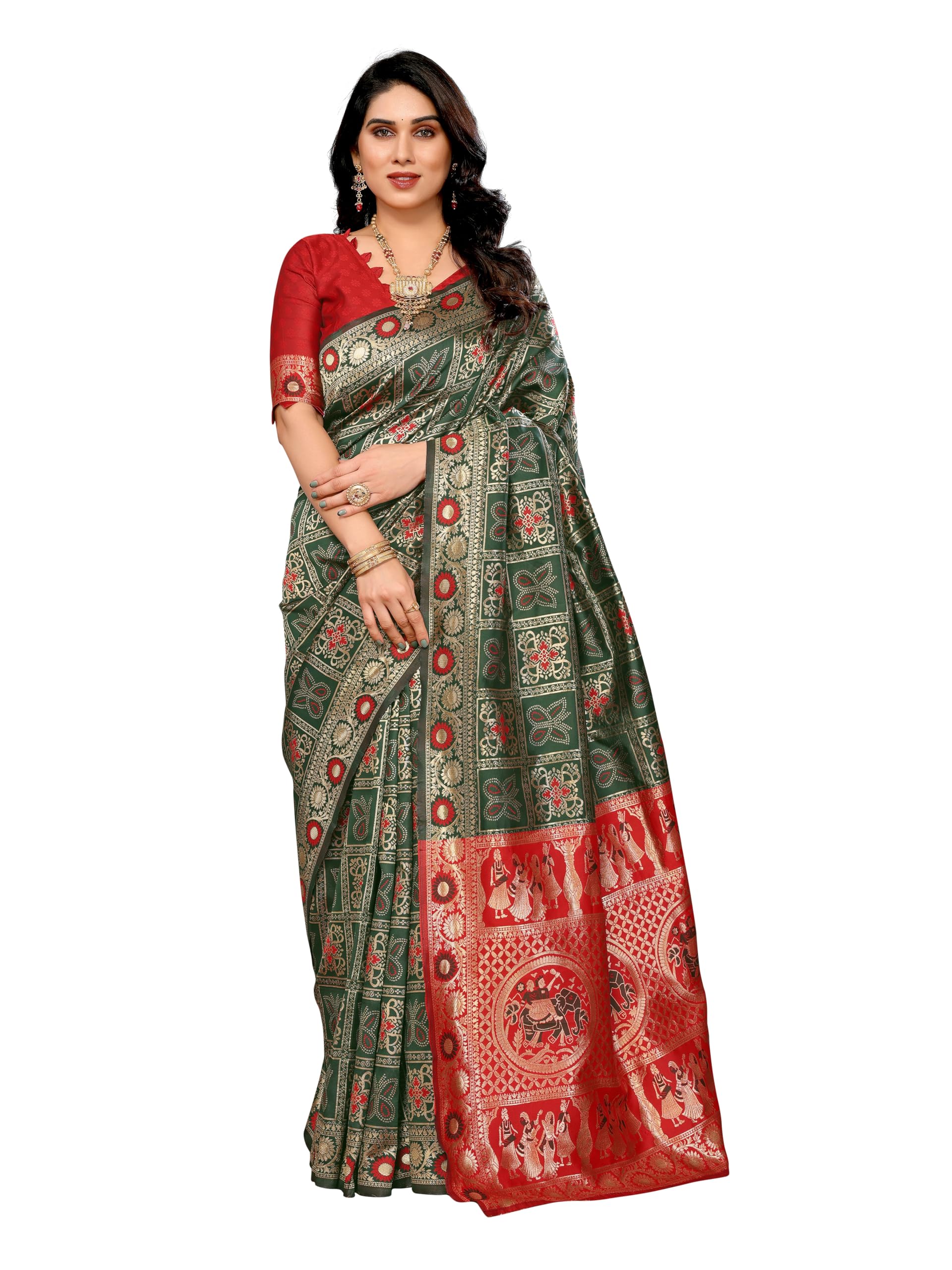 Avantika Fashion Women's Kanjivaram Soft Semi Silk Banarasi Sarees With Blouse Piece
