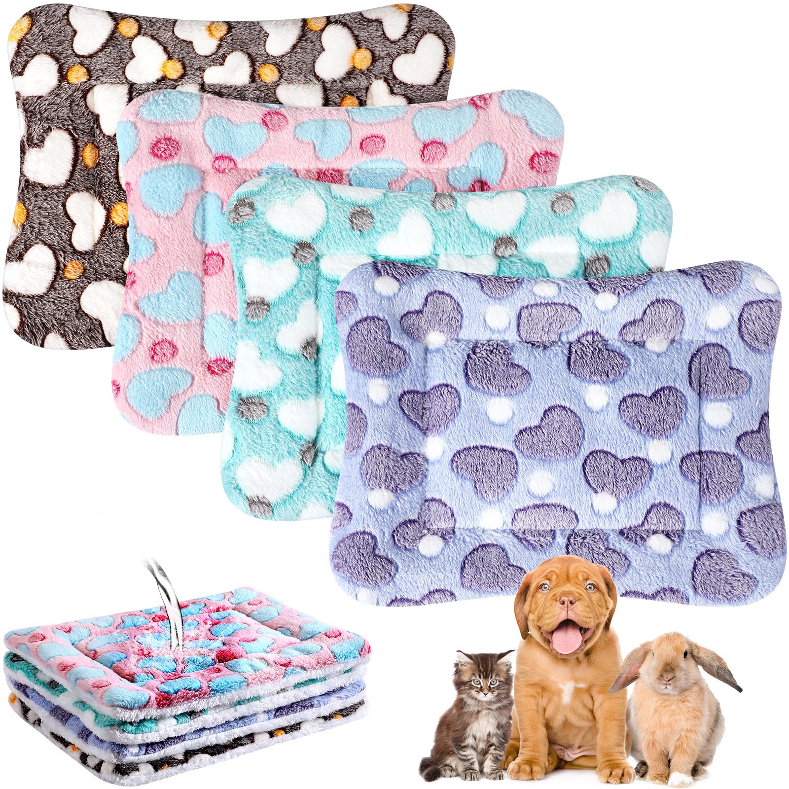 Haull 4 Pcs Waterproof Guinea Pig Bedding Mat, Heart, 13 x 18.5