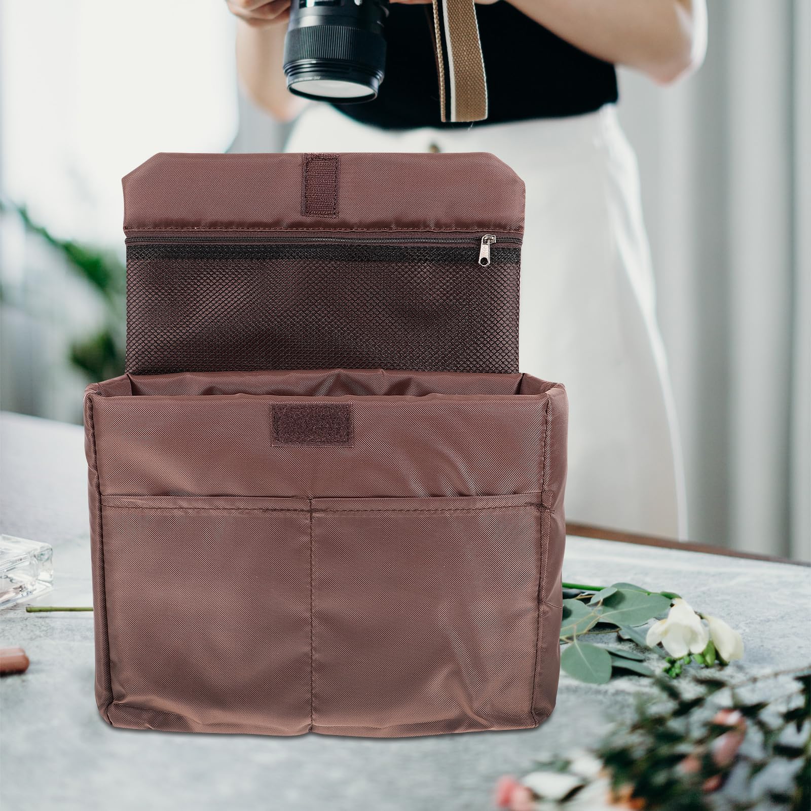 Bolsa para Cámara Inserto Acolchado y Divisores Internos, Estuche para Fotografía en Interiores y Exteriores, Adecuado para Equipos Fotográficos y Mochilas