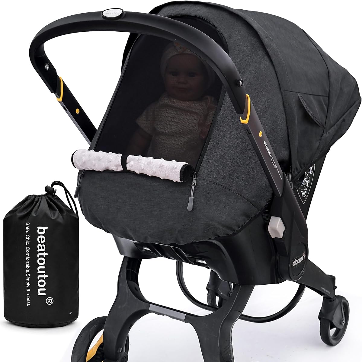 Waterproof Baby Car Seat Cover Compatible with Doona Car Seat and Stroller | Waterproof & windproof, soft minky lining, 2-layer window for ventilation & baby view, Elastic bottom for snug Doona fit
