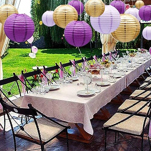 Miniatura 4 de Faroles de papel chinos redondos decorativos 14 unids boda fiesta de cumpleaños día de San Valentín baby showers decoración violeta