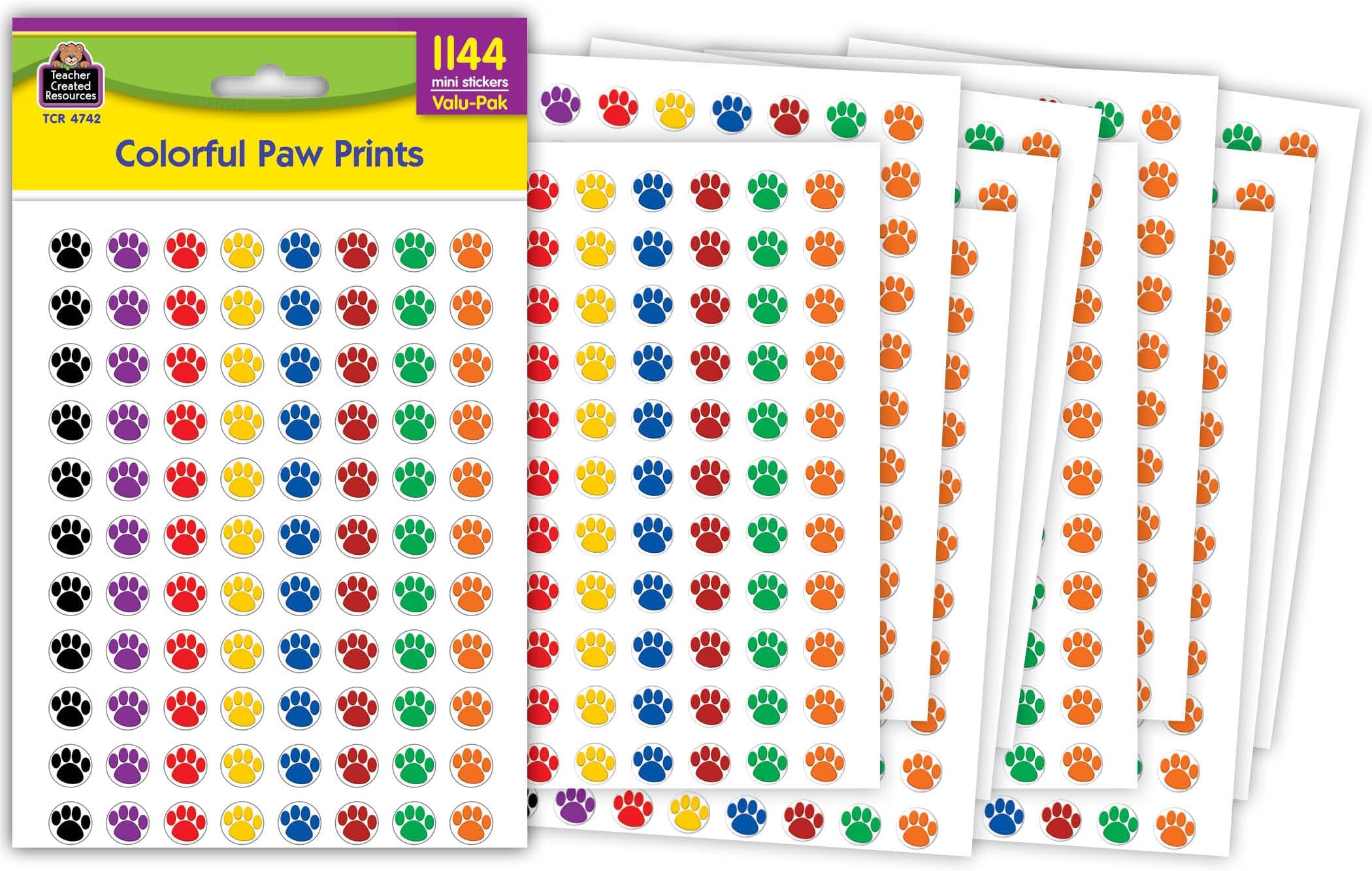 Colorful Paw Prints Mini Stickers Value Pack (4742)