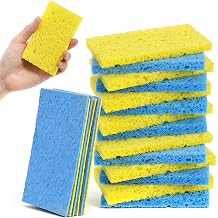 20 PCS Compressed Cellulose Sponges Washing Up, Non Scratch Kitchen Cleaning Sponges, Natural Wood Pulp, Reusable Multipurpose Dish Scrubber for Household Household Bathroom Blue, Yellow