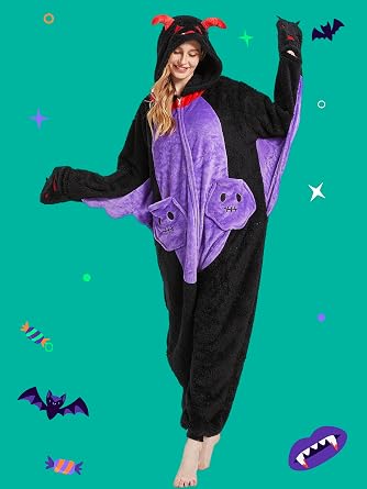 Skeleton Adult Animal Onesie Pajamas Unisex Fleece Cosplay Costume Sleepwear for Halloween & Home Wear