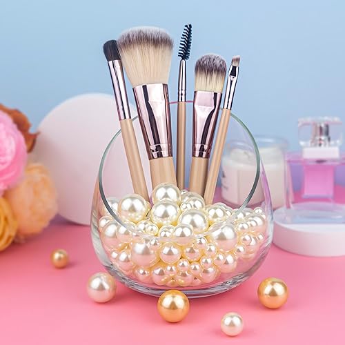 Miniatura 6 de 150 cuentas de perlas de imitación pulidas en crema sin agujeros para decoración de relleno de jarrones, rellenos de perlas de plástico para