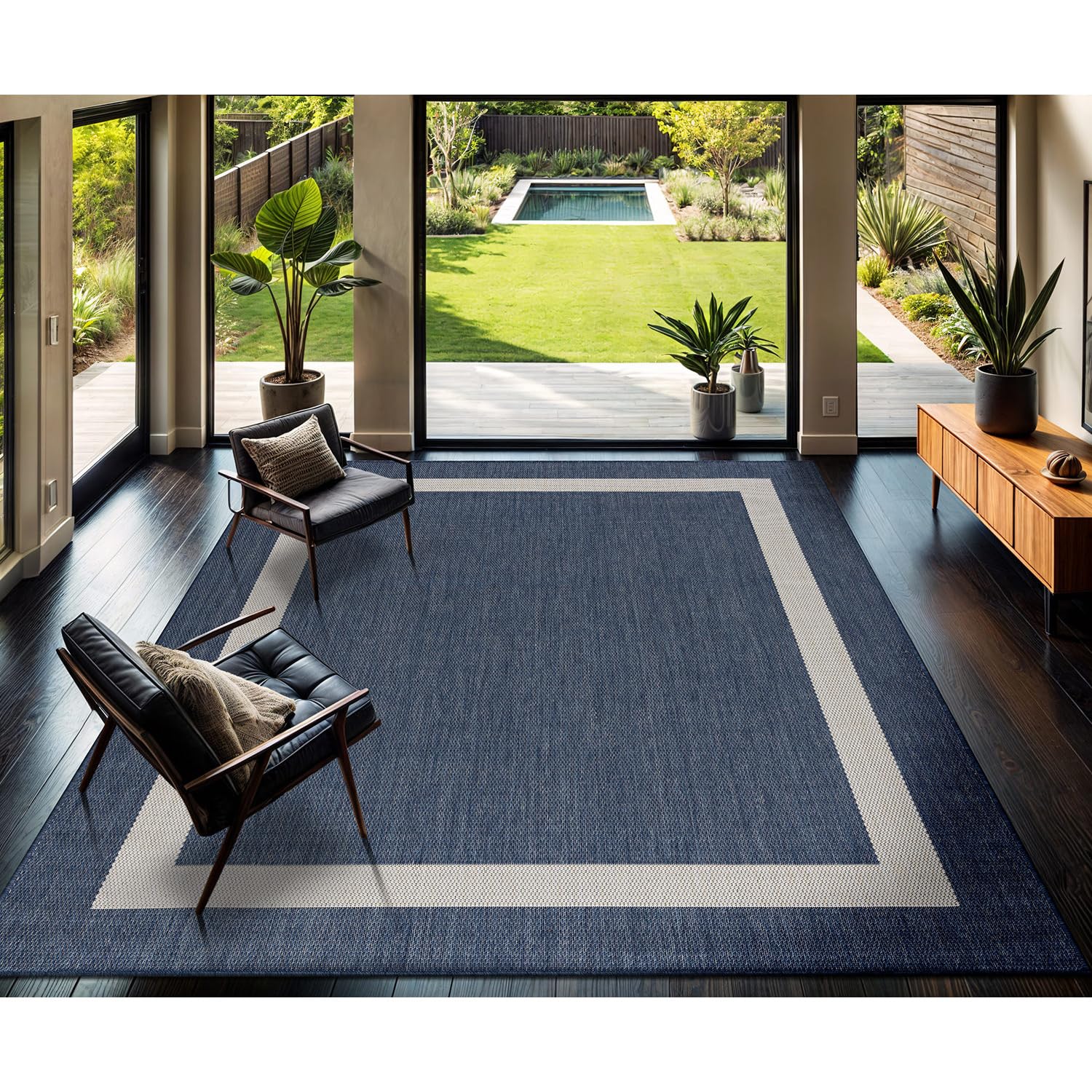 CAMILSON Outdoor Rug 9x12 Large Modern Outside Rugs for Patios Porches Waterproof Durable Washable Non-Shedding Easy-to-Clean Indoor Outdoor