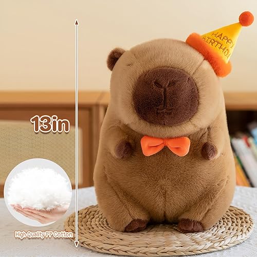 Miniatura 3 de Lindo Feliz Cumpleaños Capybara Peluche Suave Capybara Cumpleaños Peluche Kawaii Capibaras Peluches Peluches Regalo para Niños 13 pulgadas