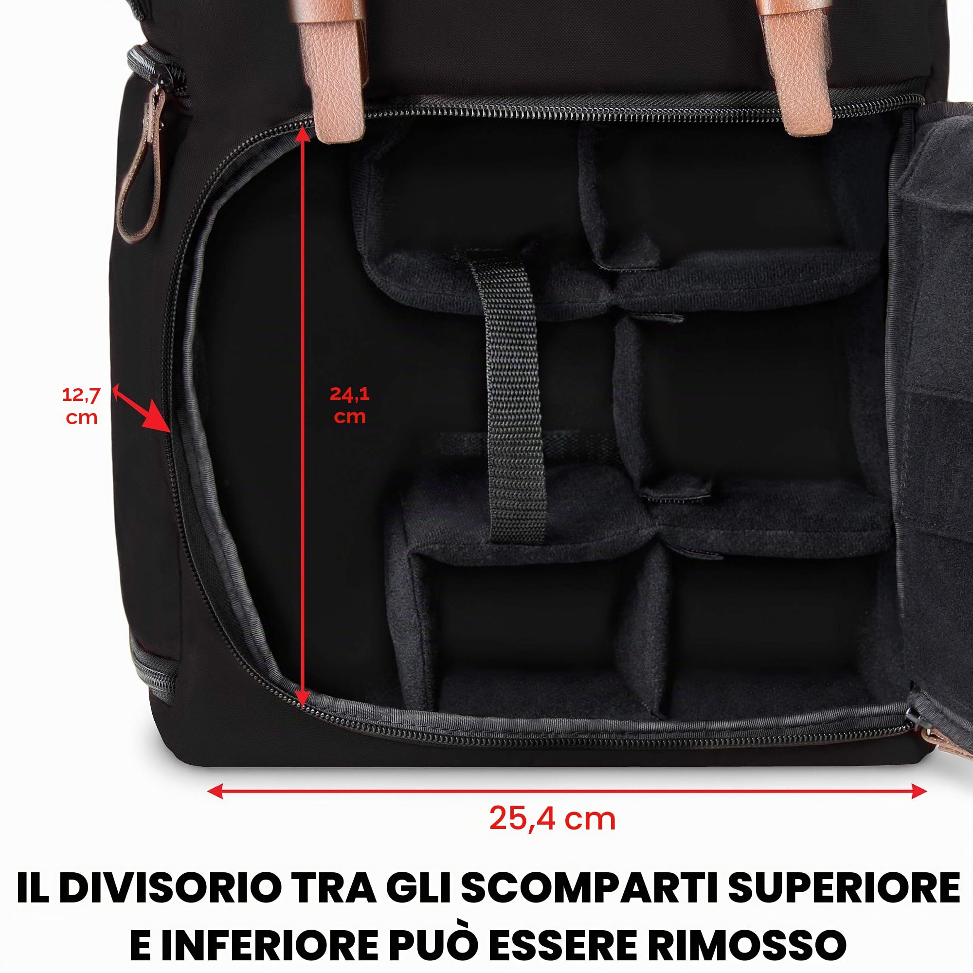GOgroove Zaino Reflex, Zaino per Fotocamera con Supporto per Treppiedi, Cover Antipioggia, Spazio per Accessori e con Tasca per Portatile, Fotocamere SLR/DSLR Compatibili - Nero