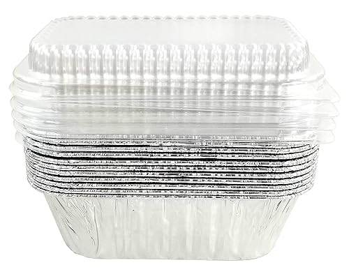 Miniatura 4 de Handi-Foil 1 libra de aluminio mini-panmolde para hornear pan con tapa transparente de cúpula baja, 100paquete (paquete de 100)