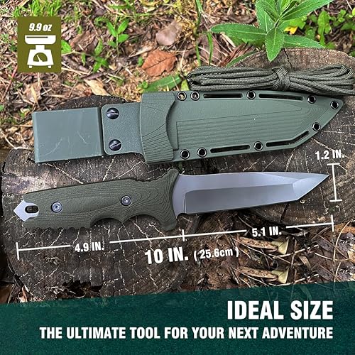 Miniatura 2 de Cuchillo táctico  Cuchillo de hoja de espiga completa de 10 pulgadas con funda, construcción de acero 440C de alta calidad, perfecto para caza,