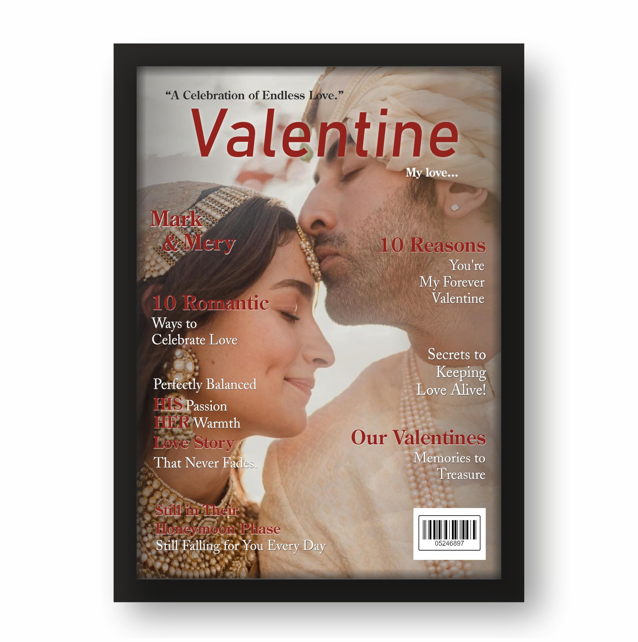 Personalized Valentine’s Day Gift Couple Magazine Cover Frame 9.25…