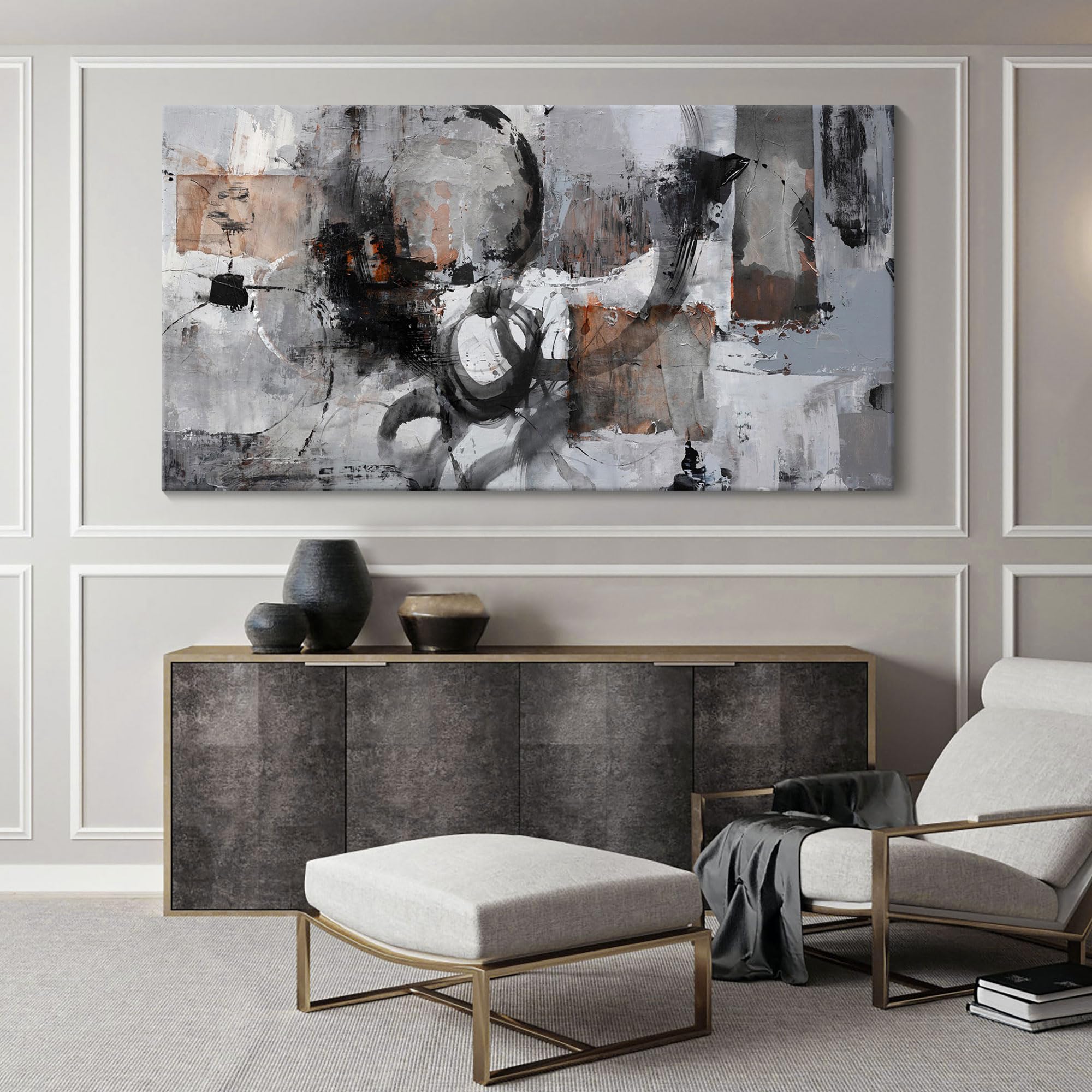 Pogusmavi Black Abstract Canvas Wall Art