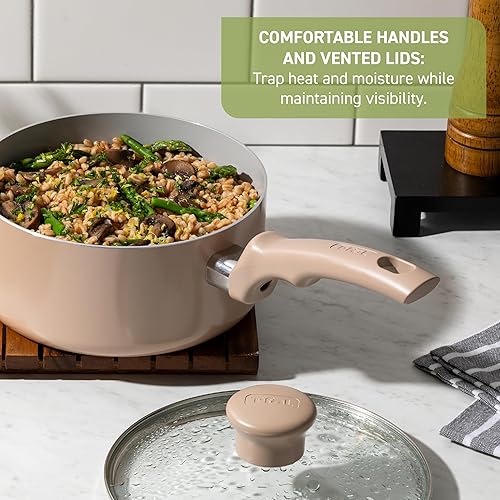 Miniatura 5 de T-Fal Refresh - Juego de utensilios de cocina antiadherentes de cerámica, juego de 12 ollas y sartenes de cerámica, apto para horno hasta 350 F,