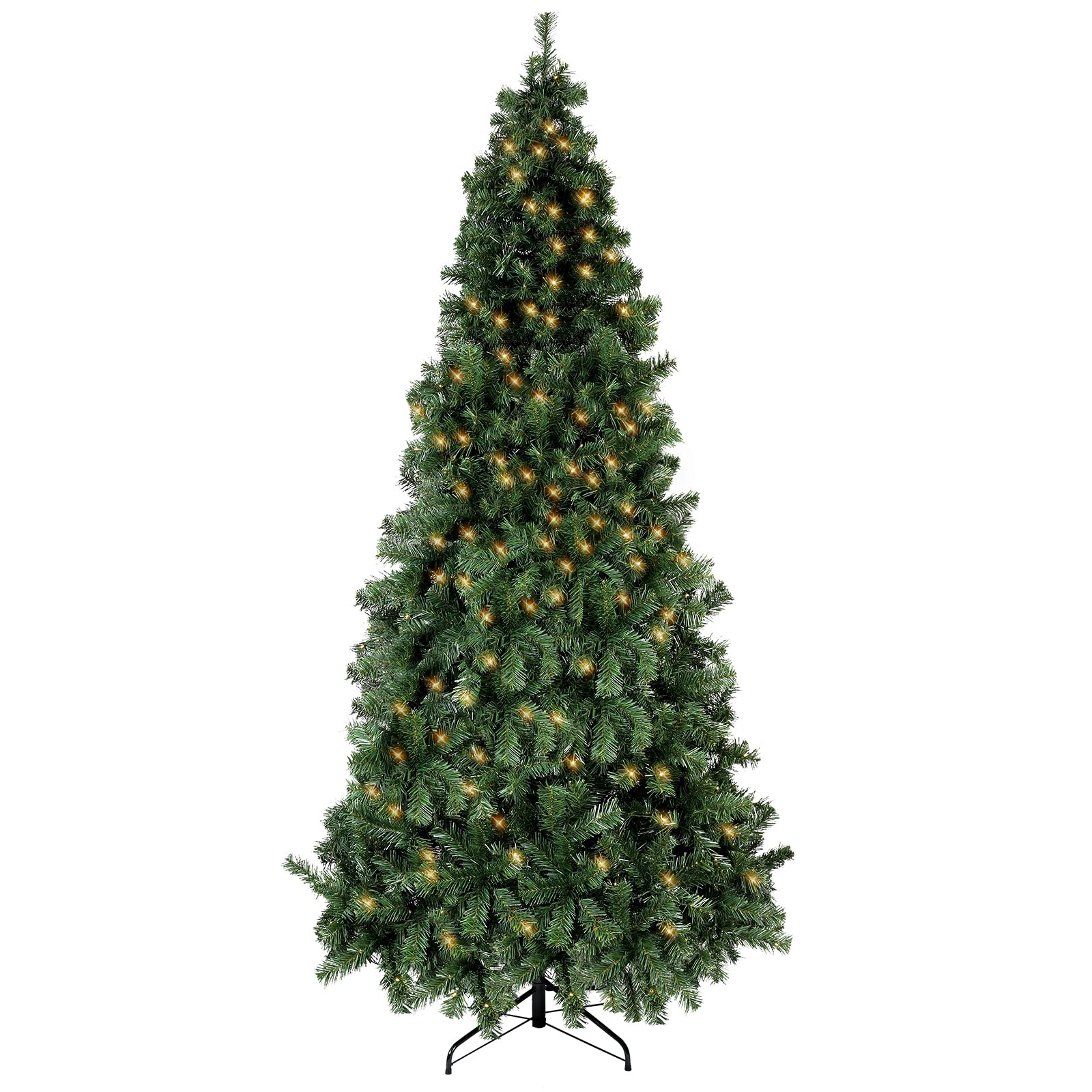 6.5ft Pre-Lit Artificial Holiday Christmas Spruce Tree for Home, Office, Party Decoration 750-Branch&250 Warm White Lights Tips, Easy Assembly, Metal Hinges & Foldable Base