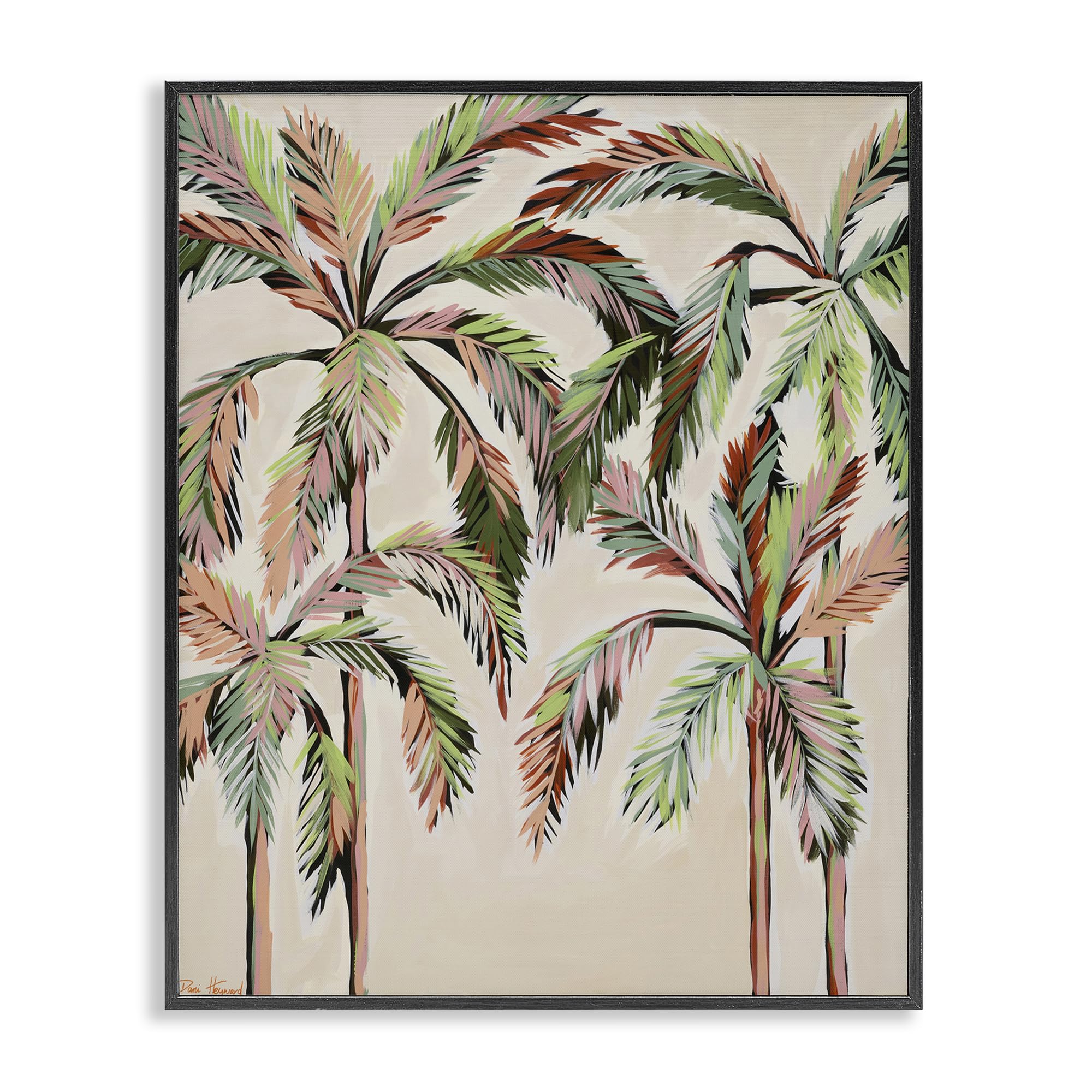Stupell Industries Midnight Black (Textured) 'Blushing Palm Tree Canopy'| Framed Giclee Art