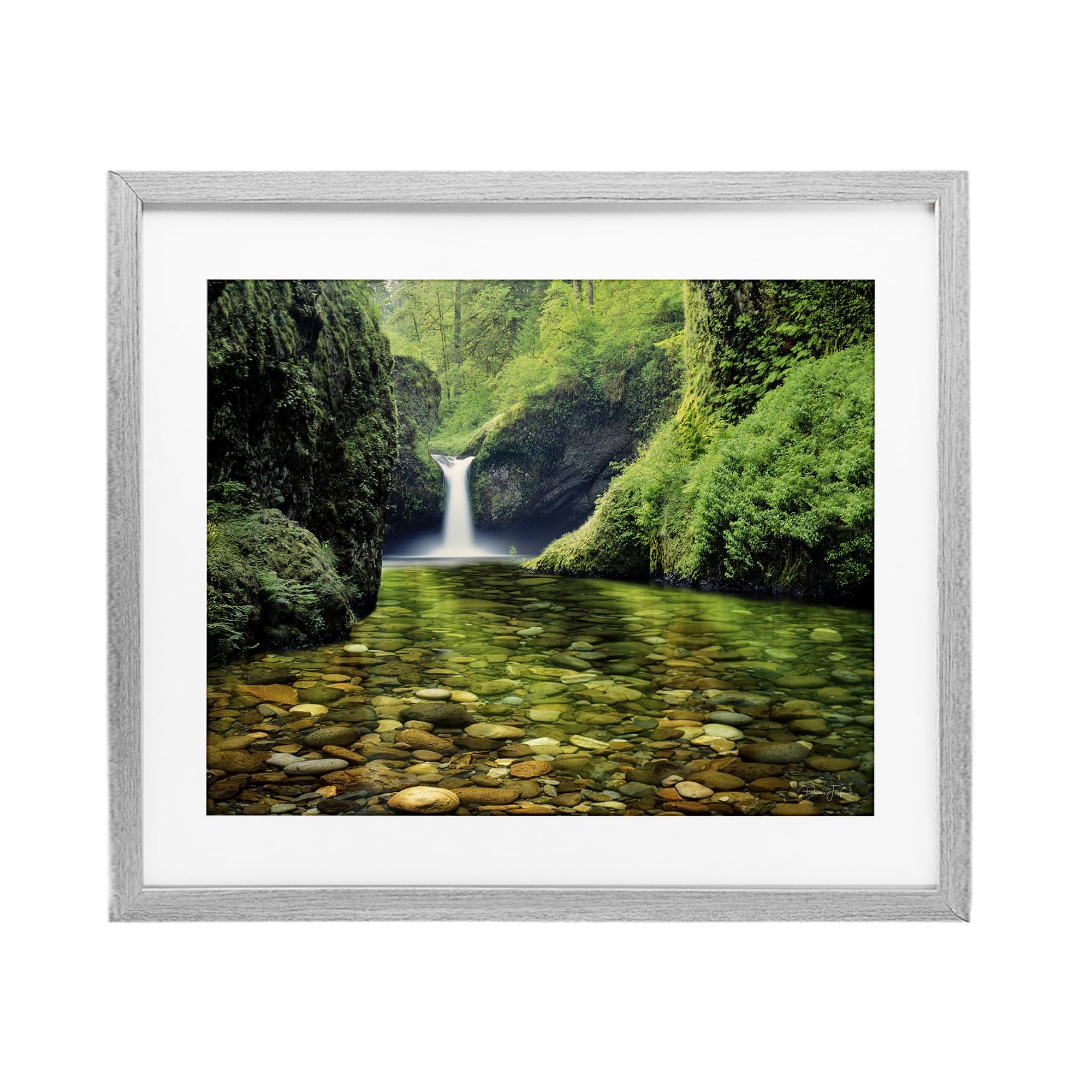 'Punchbowl Falls in Emerald Forest'| Framed Print Under Glass