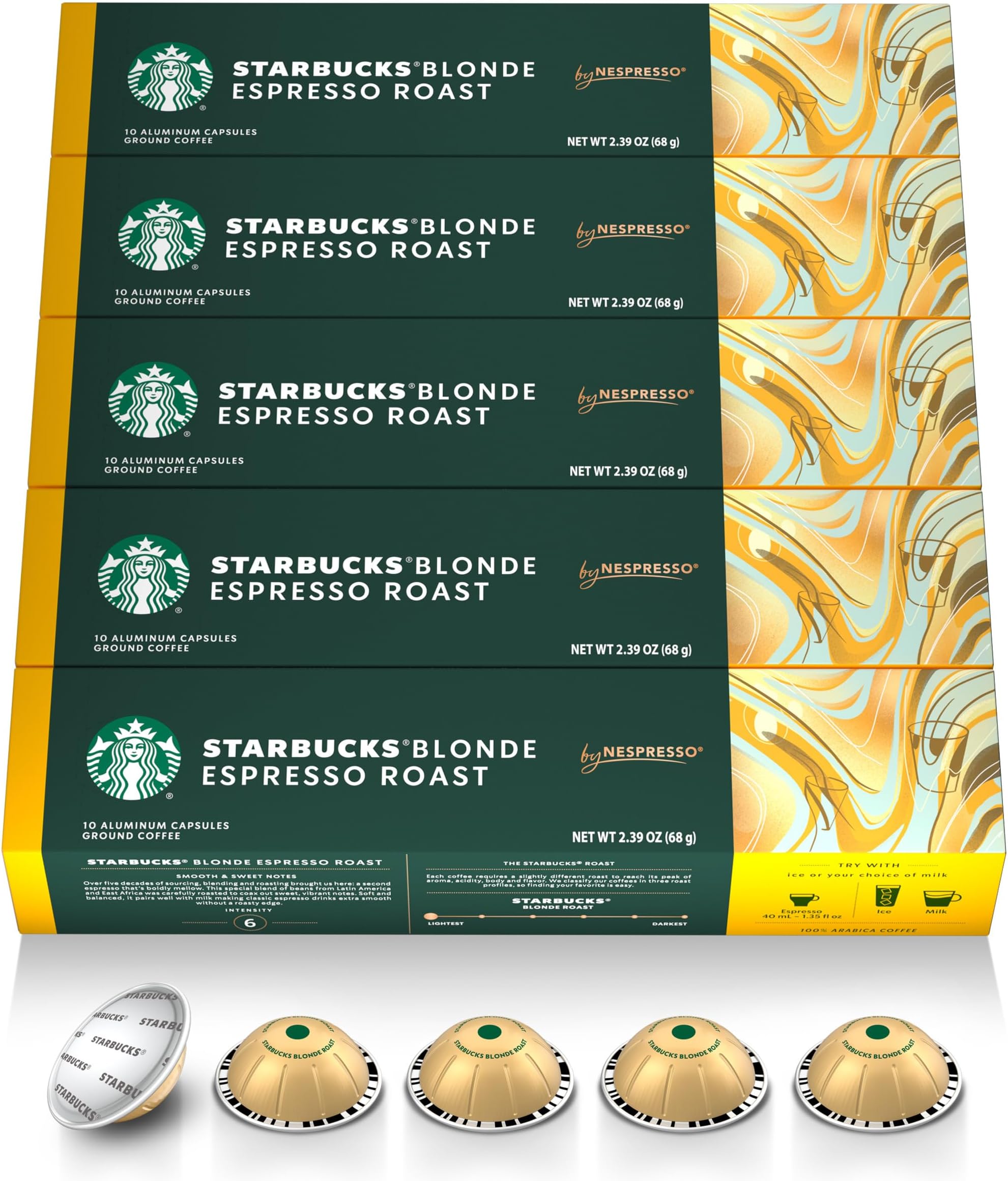 by Nespresso Vertuo, Blonde Roast Espresso, 50-count | Blonde Roast Coffee Espresso Pods