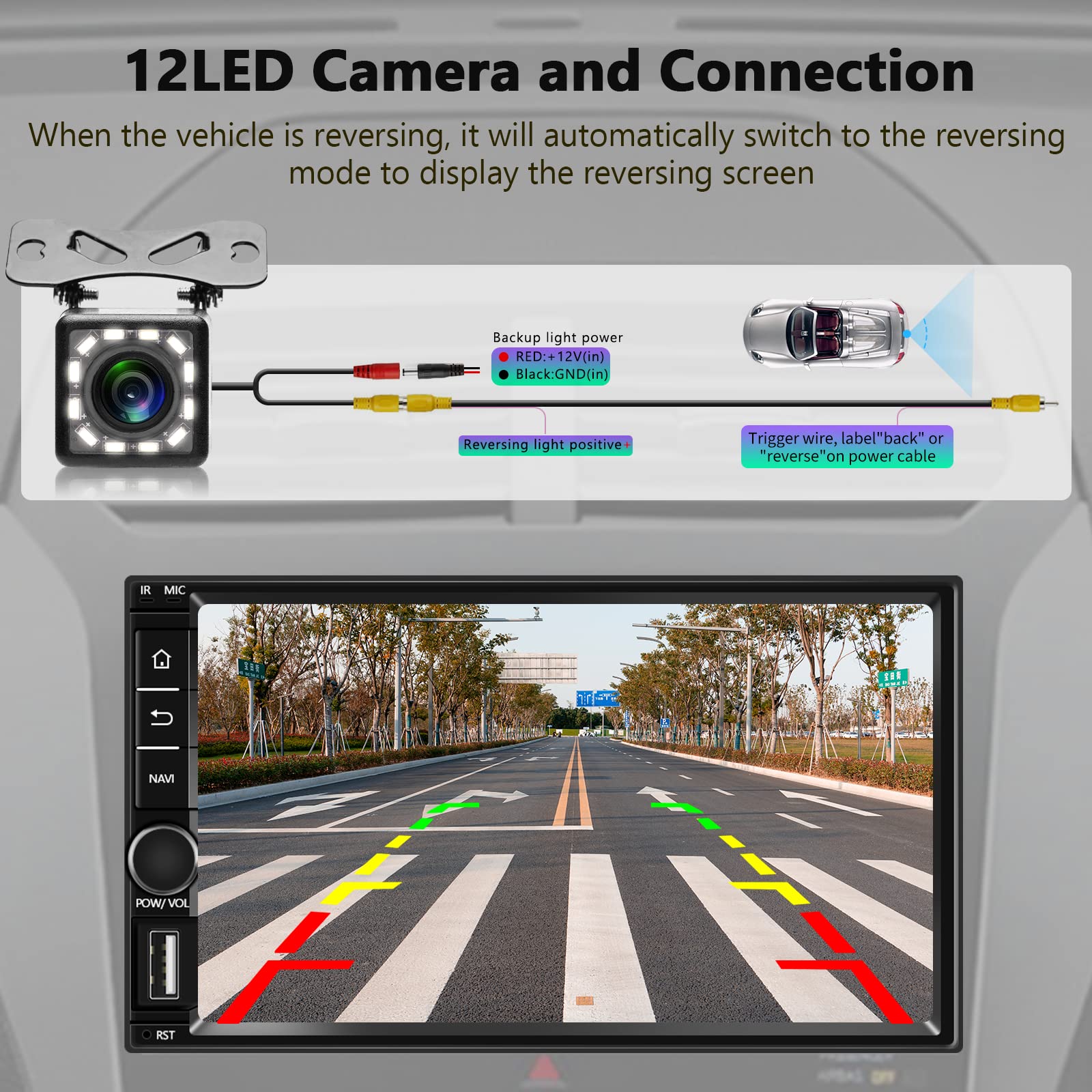 Hodozzy Radio Coche Android 13 | 2 DIN 7 Pulgadas Pantalla Táctil | 2GB RAM 32GB ROM | GPS WiFi Bluetooth | Mirror Link | Radio FM RDS | Cámara Visión Trasera | USB
