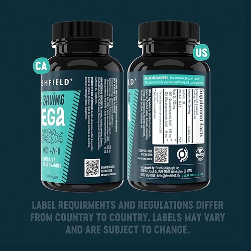 Miniatura 9 de Omega que ahorra océano, algas Omega 3, suplemento de DHA, suministro de 6 meses, niveles más altos de DHA por cápsula (440 mg), con DPA