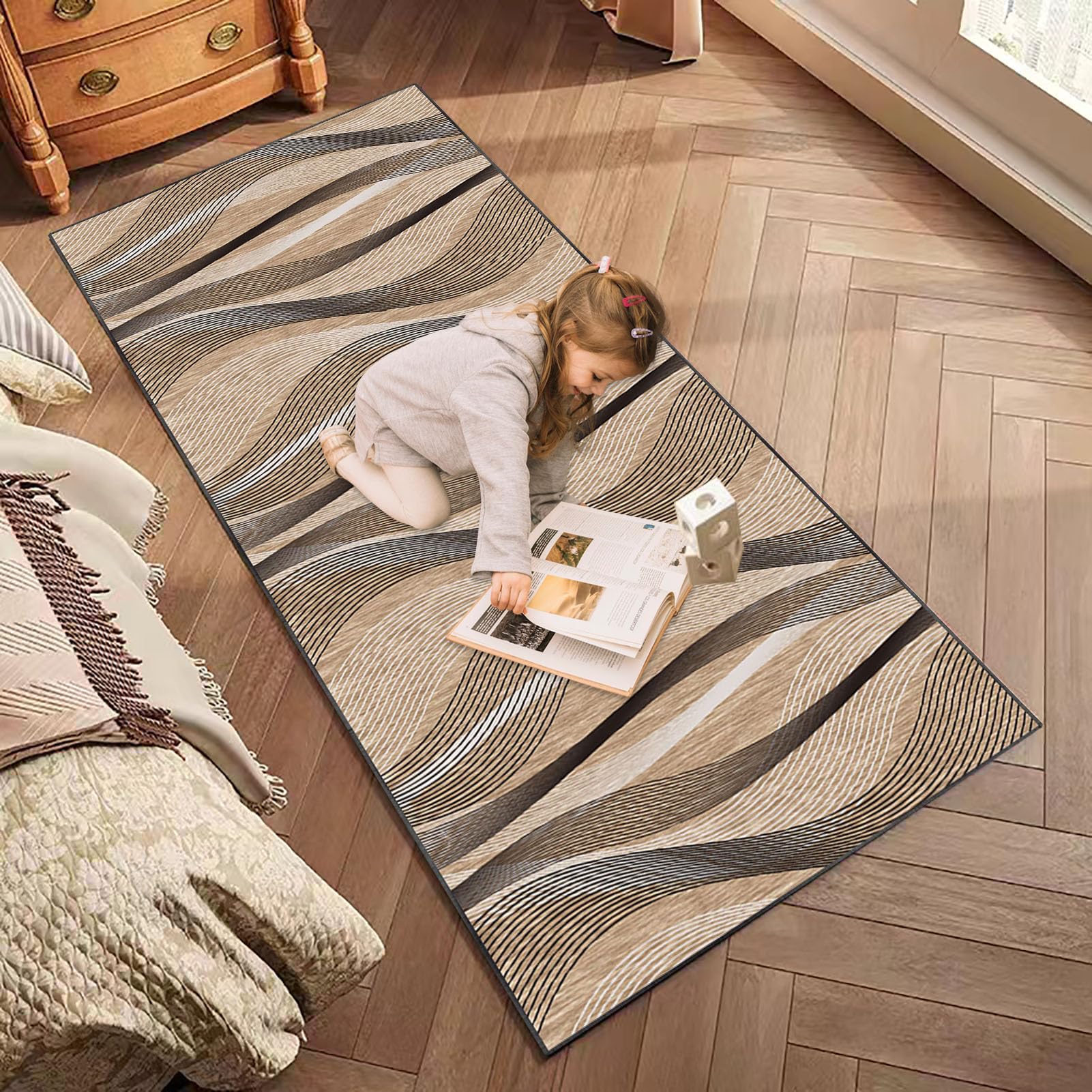 Tapis de Passage pour Couloir Long 120 x 140 cm Tapis Cuisine Devant Evier Antidérapant et Lavable Tapis de Couloir Long Moderne Absorbant Tapis d Entree Interieur Tapis de Porte pour Salon Chambre