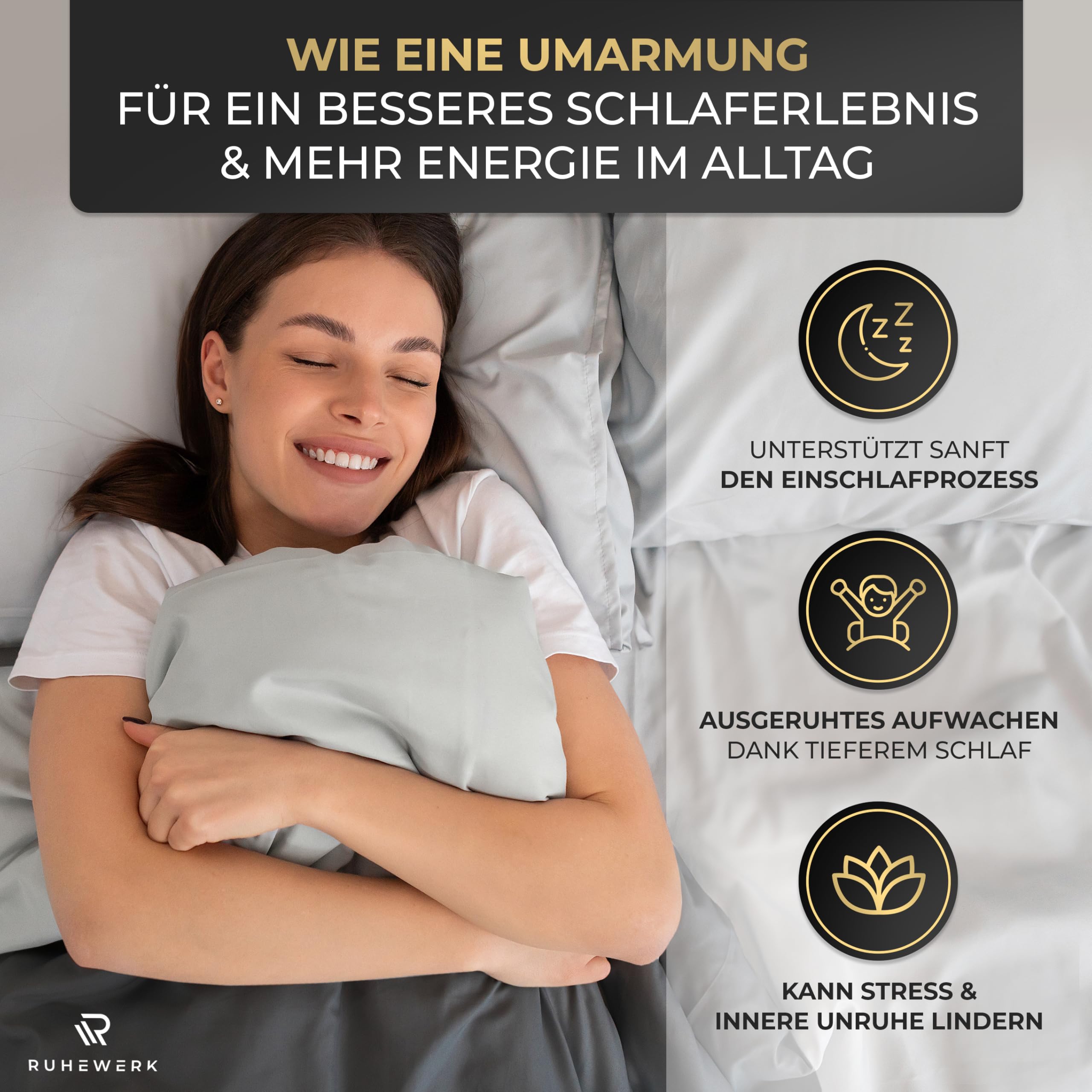 Gewichtsdecke 8kg 135x200 Oeko-Tex Zertifiziert Therapiedecke Erwachsene mit Bezug