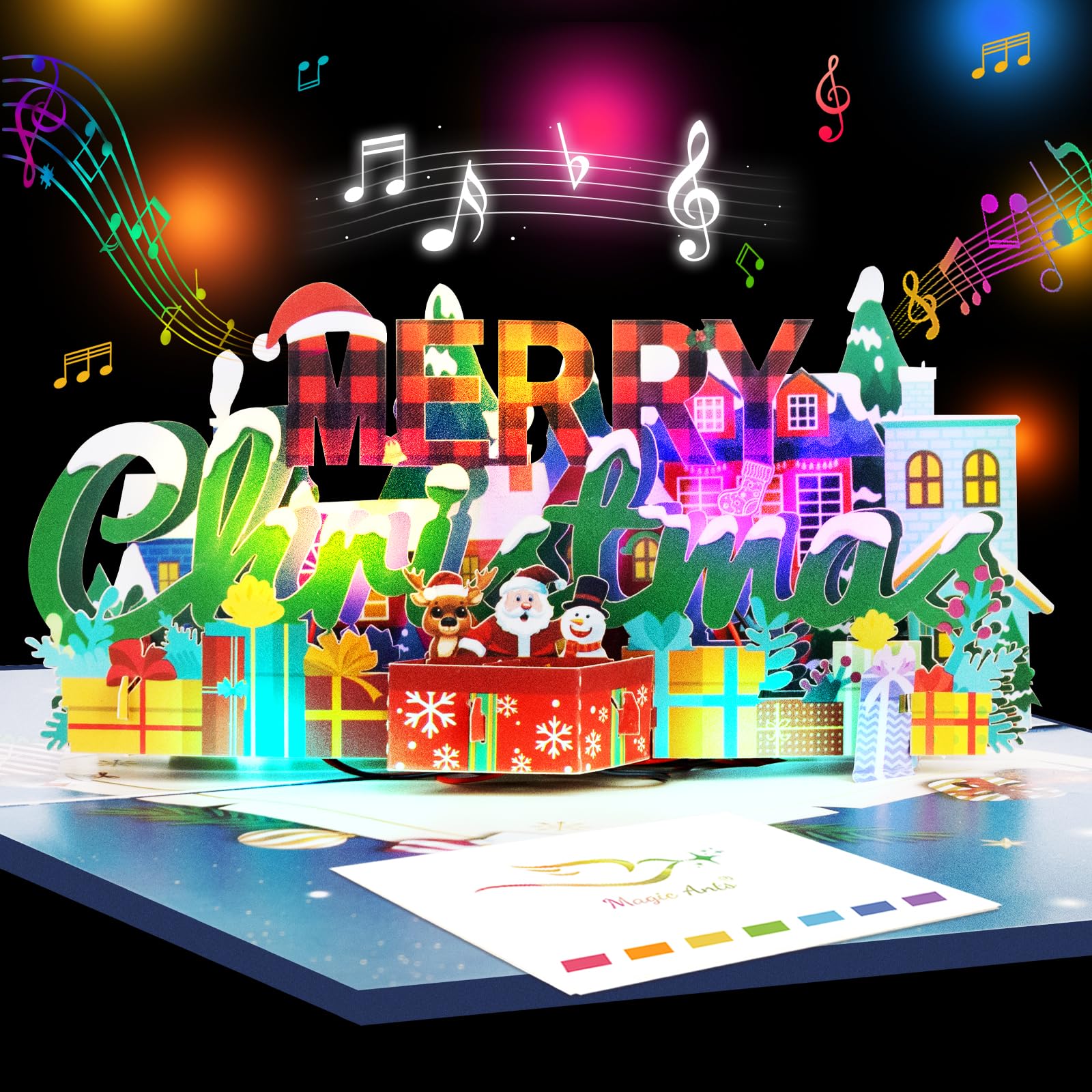 3D Pop Up Christmas Card with Music and LED Lights - Musical Merry Christmas Village Greeting Card with Envelope and Blank Notecard- Winter Holiday Card for Family, Friends, Kids, Grandparents โ image 1