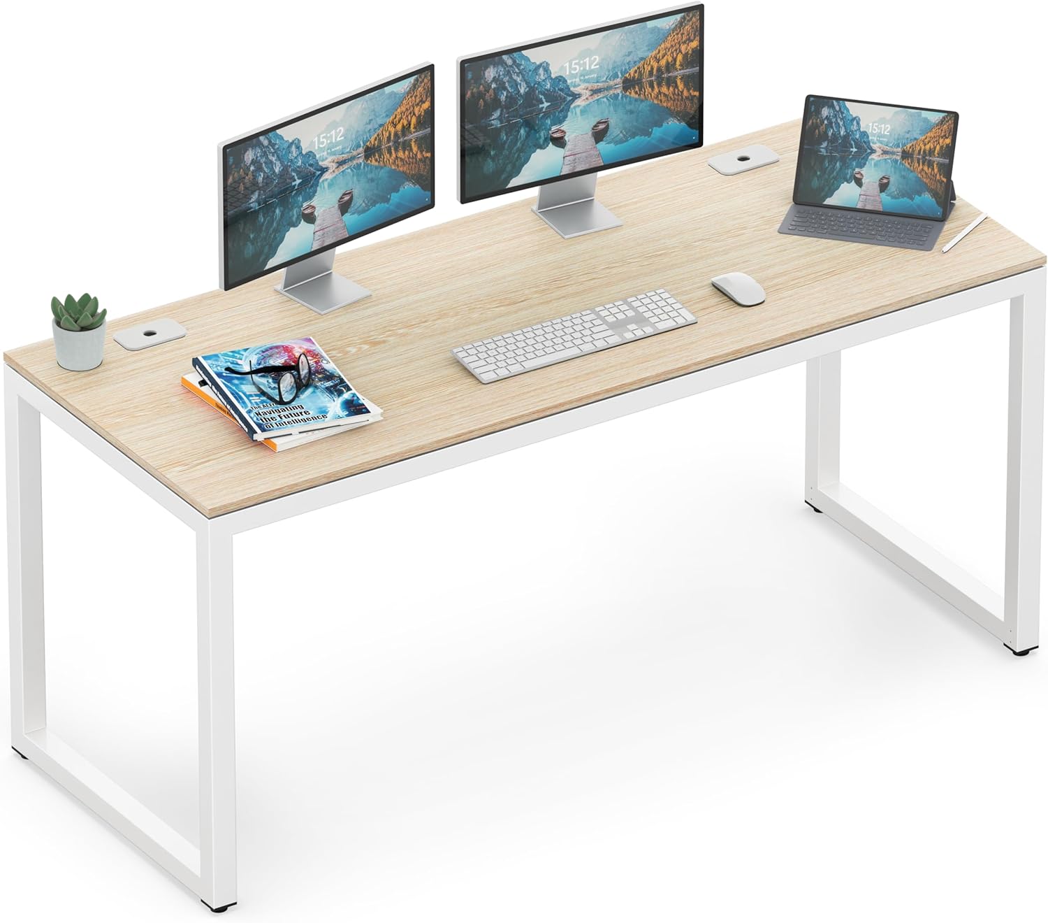 55-Inch commercial-grade office desk, maple