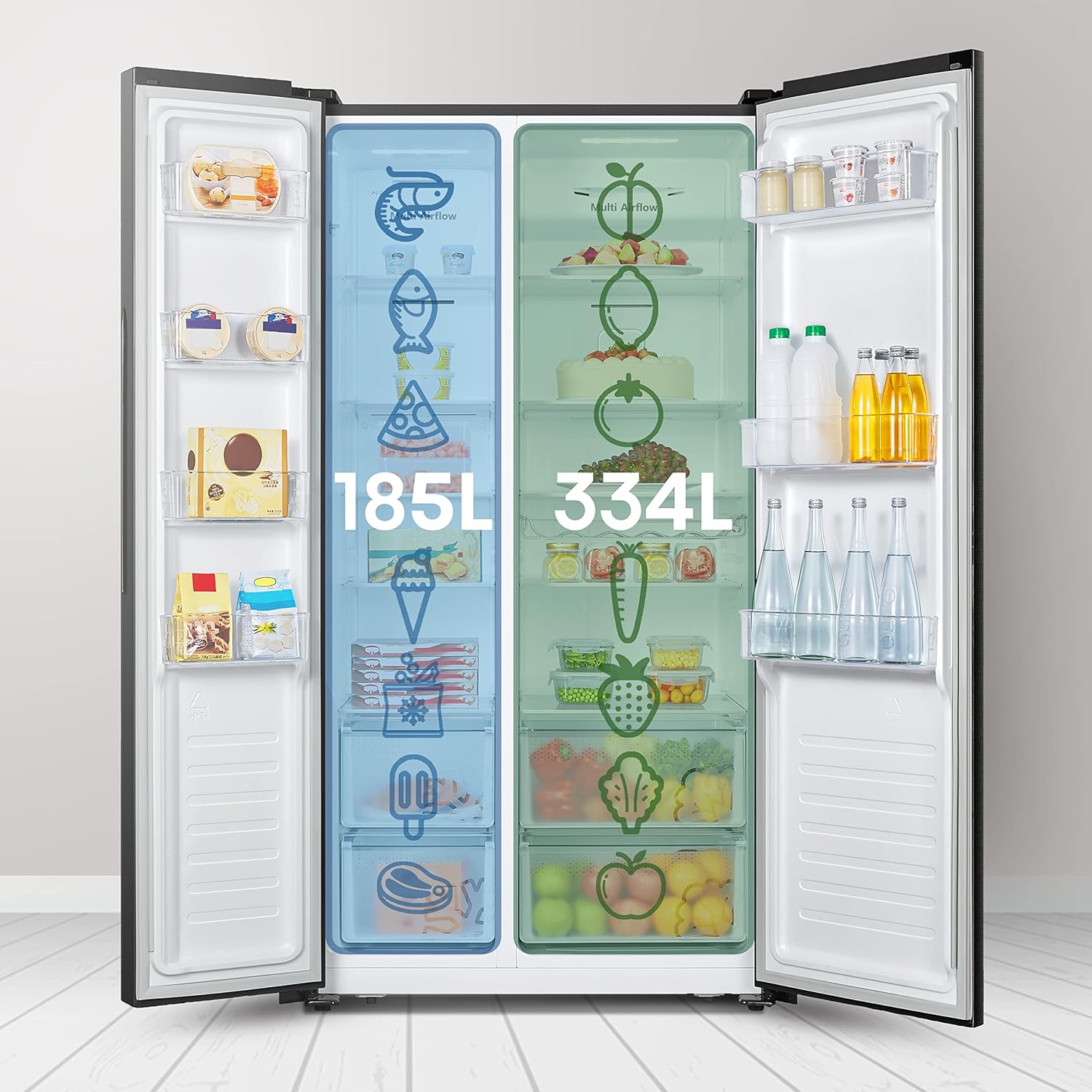 Hisense RS677N4AIF Frigorifero Side By Side, 508 L, Inox [Classe di efficienza energetica F]