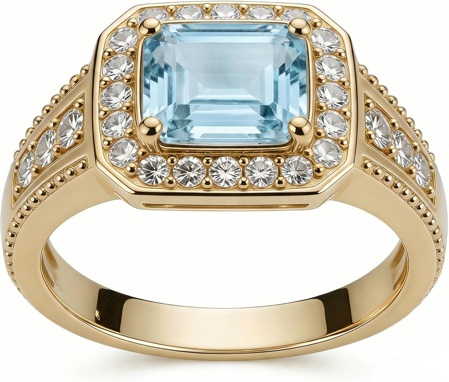 1.32 Carat(ctw) Emerald-Cut Gemstone Halo Wedding Engagement Rings for Women, Sapphire/Ruby/Moissanite/Amethyst/Garnet/Black Onyx/Blue Topaz/Citrine/Pink Tourmaline/Peridot Gemstone Halo Wedding Rings for Women Wife, Customizable 10K Gold/14K Gold/18K Gold/925 Sterling Silver