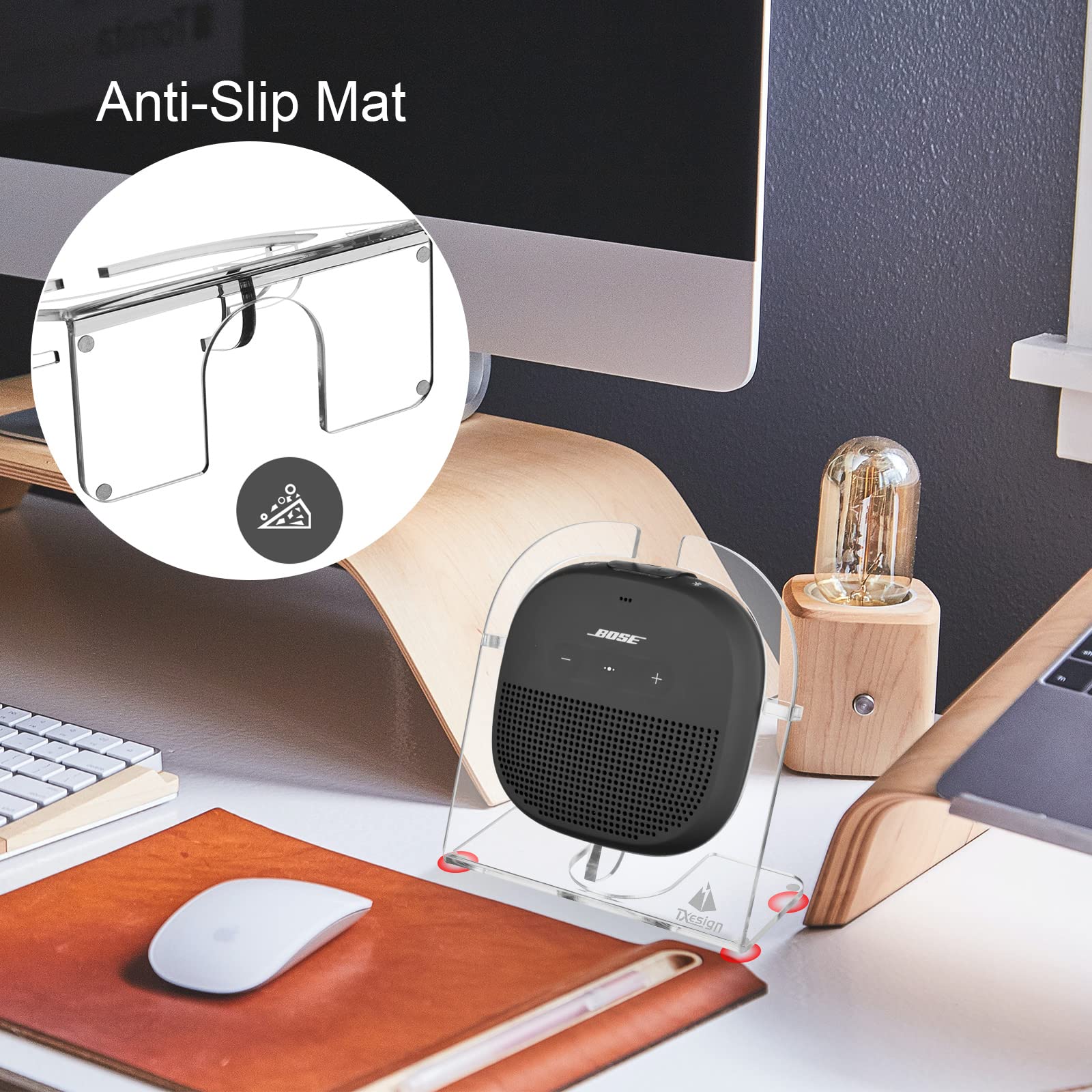 Supporto da tavolo per micro altoparlante portatile Bose SoundLink, supporto per altoparlante in acrilico, espositore da tavolo, base antiscivolo (trasparente)