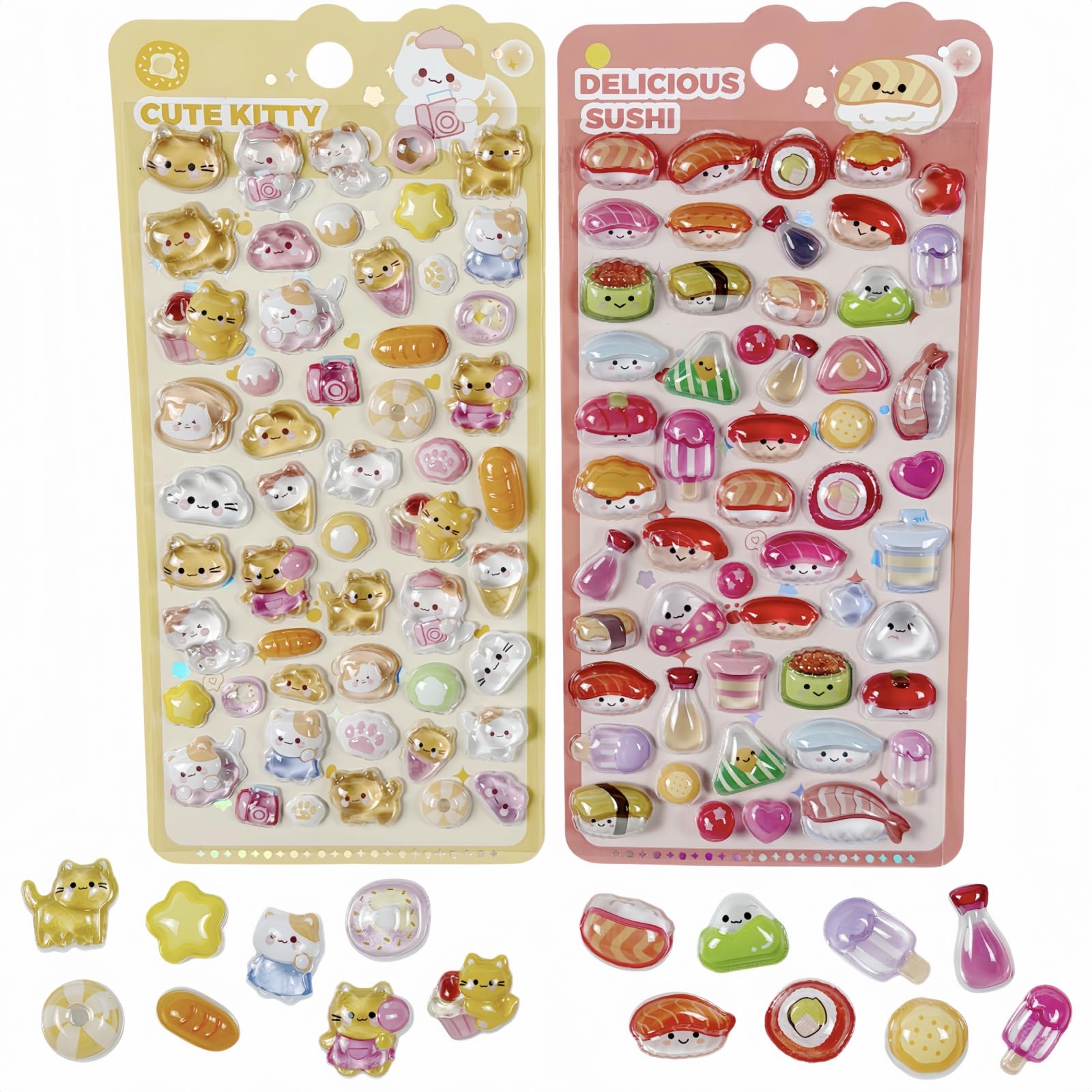 MEIQIAOLEI 3D Stickers, Girls’ Rewards, Sparkling, Cute, Squishy Stickers, Diary Stickers, For Water Bottles, Mobile Phone Decoration, Craft Supplies, Kids, Perfect Gift (Set of 2) : Office Products
