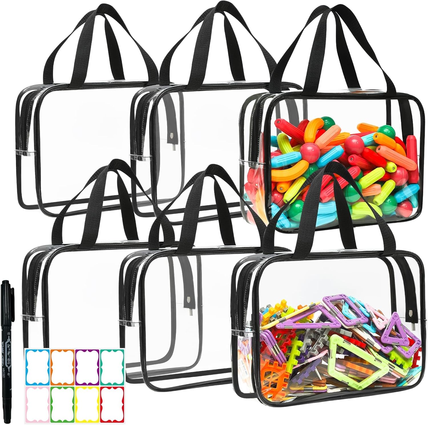 Toy Storage Bags 6 Packs Organizer Labels Pen Kids