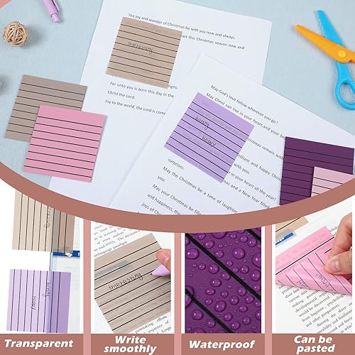Vista 4 de Yinder Paquete de 24 720 hojas de notas adhesivas transparentes translúcidas con forro transparente para pestañas de la Biblia, pestañas de libros