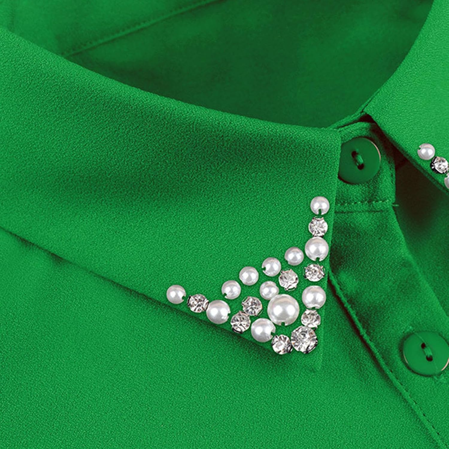 Chiffon Beading Half-Shirt Blouse Detachable Lace Fake Collars Dicky Collar Faux Collar for Women Girls - Image 2